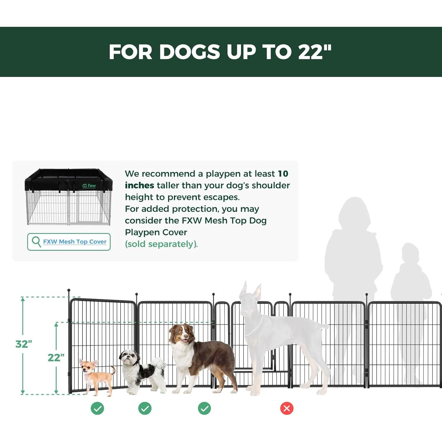 Parque de Juego para Perros FXW 32" 16 Paneles Interior y Jardín