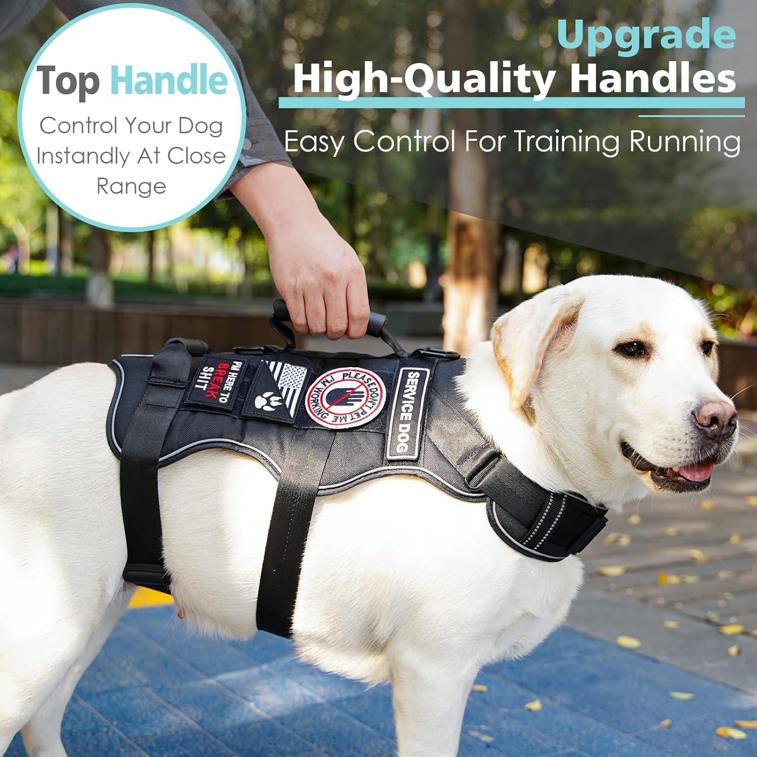 Arnés Táctico para Perros Bolux XL Negro con 7 Parches