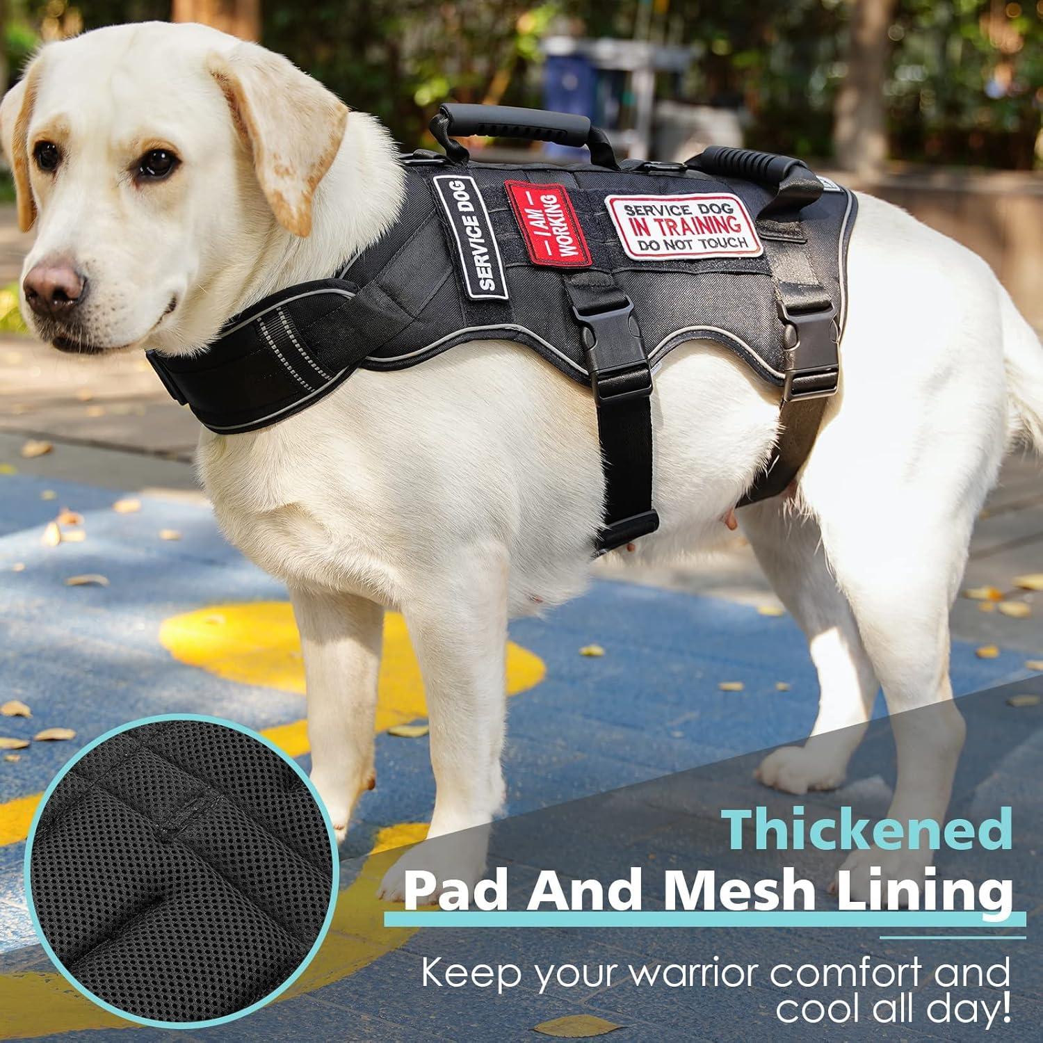 Arnés Táctico para Perros Bolux XL Negro con 7 Parches