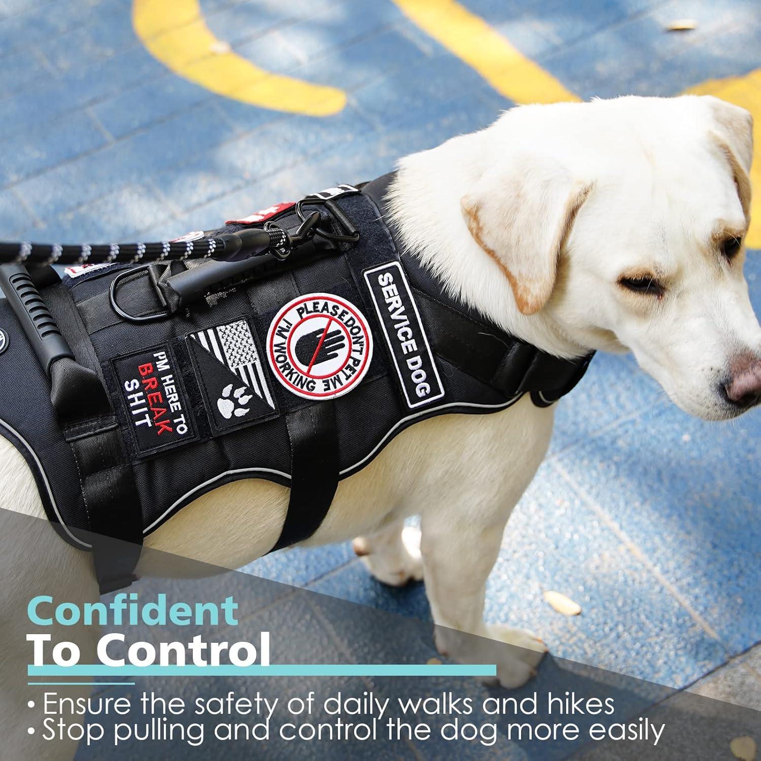 Arnés Táctico para Perros Bolux XL Negro con 7 Parches