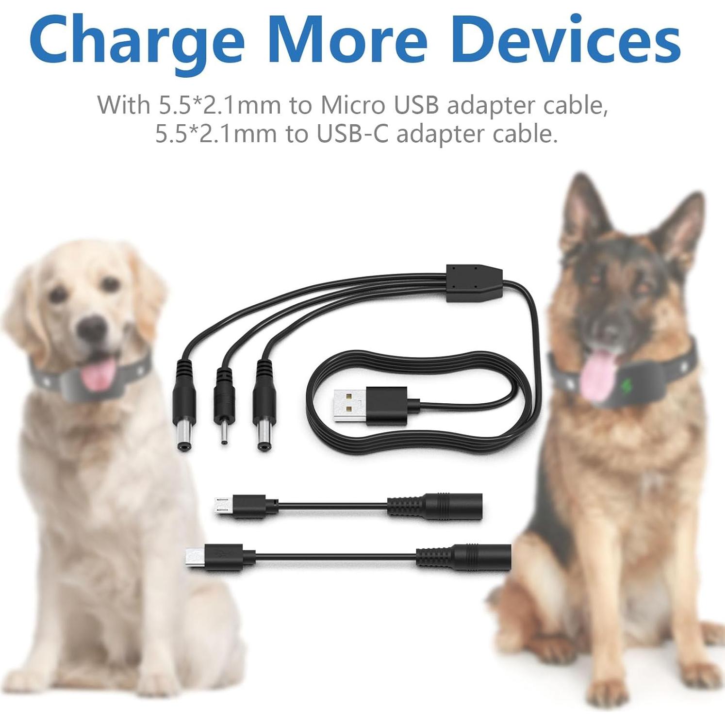 Cargador de Collar de Choque HOUTQPLE 5-en-1 USB para Perros