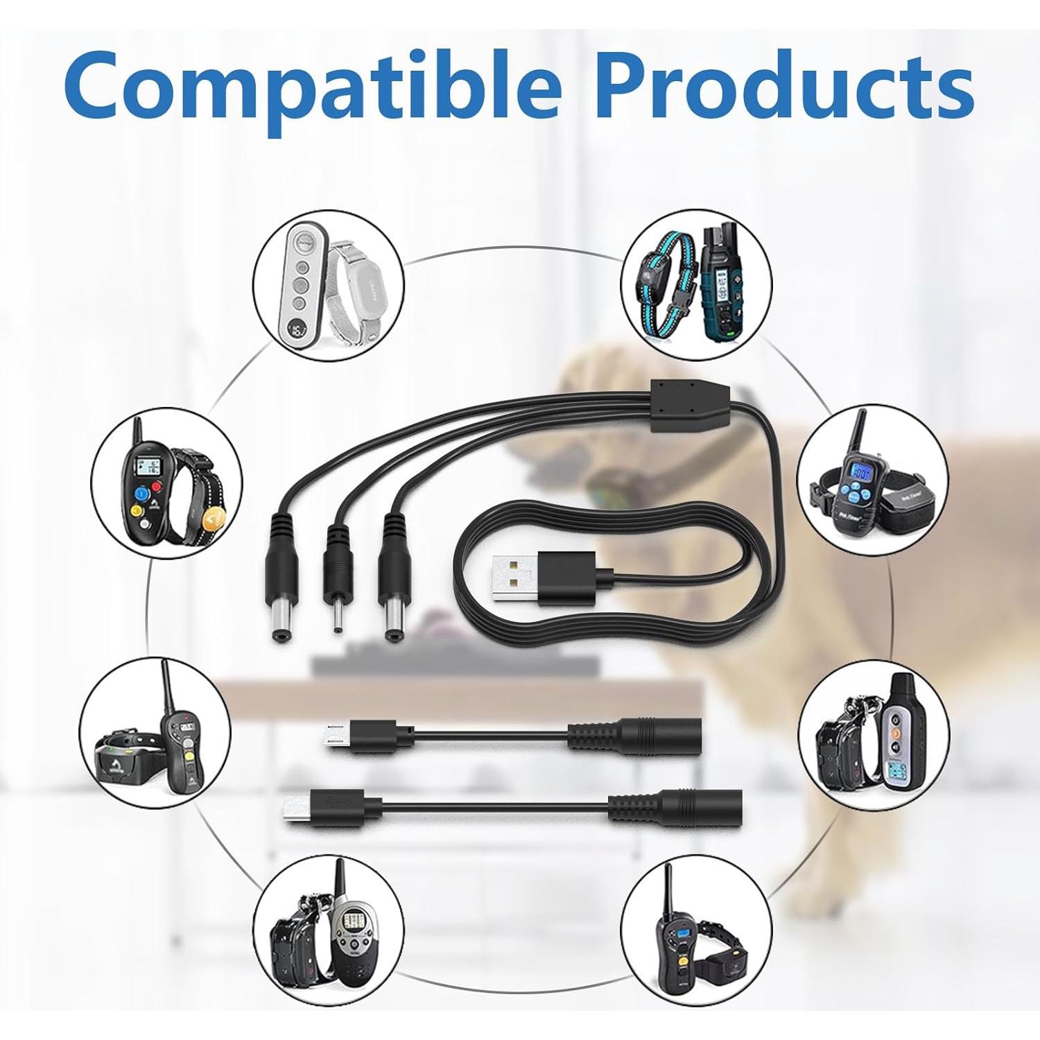 Cargador de Collar de Choque HOUTQPLE 5-en-1 USB para Perros