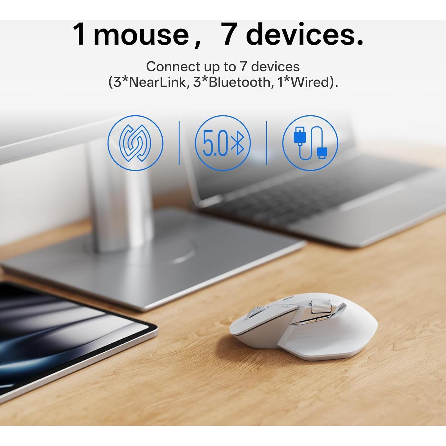 Ratón Inalámbrico Rapoo MT760 PRO, 12K DPI, Bluetooth y NearLink