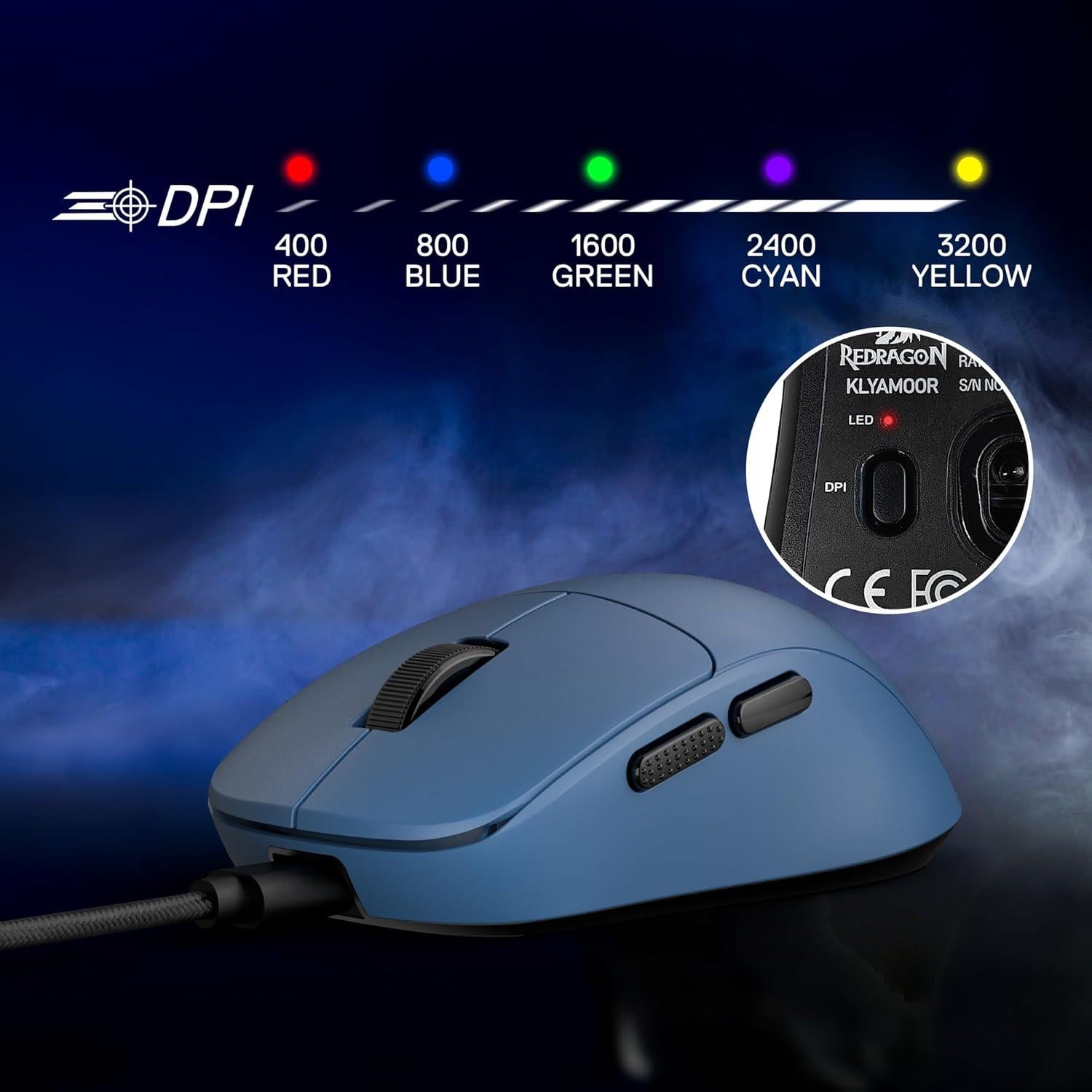 Redragon M817 Ratón Gaming Con Cable 24000 DPI Azul