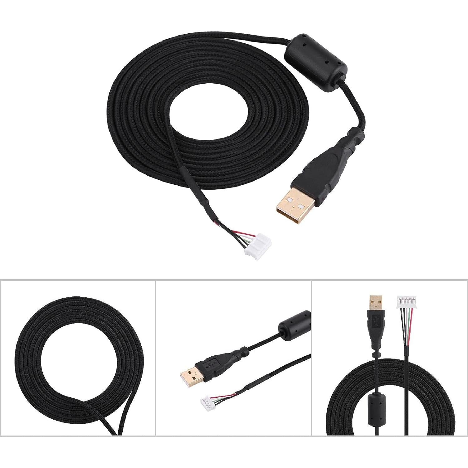 Cable Universal para Ratón Yosoo Trenzado USB 5 Pines Negro