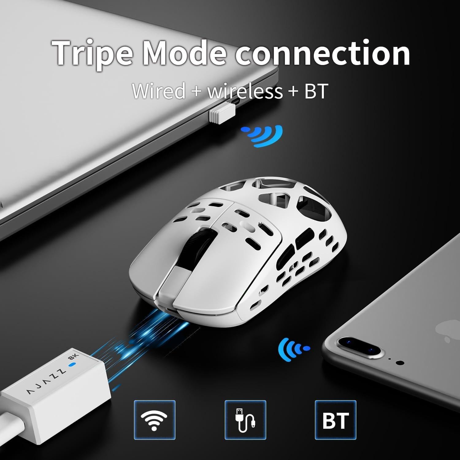 Ratón Gaming Inalámbrico AJAZZ AM3 MAX, 30000 DPI, 49g