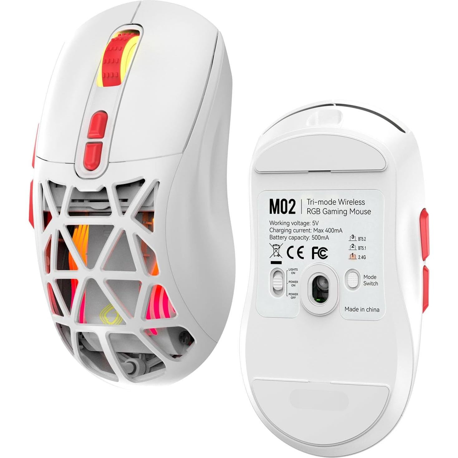 Ratón Gaming Inalámbrico Sades M02 RGB 10000 DPI Recargable