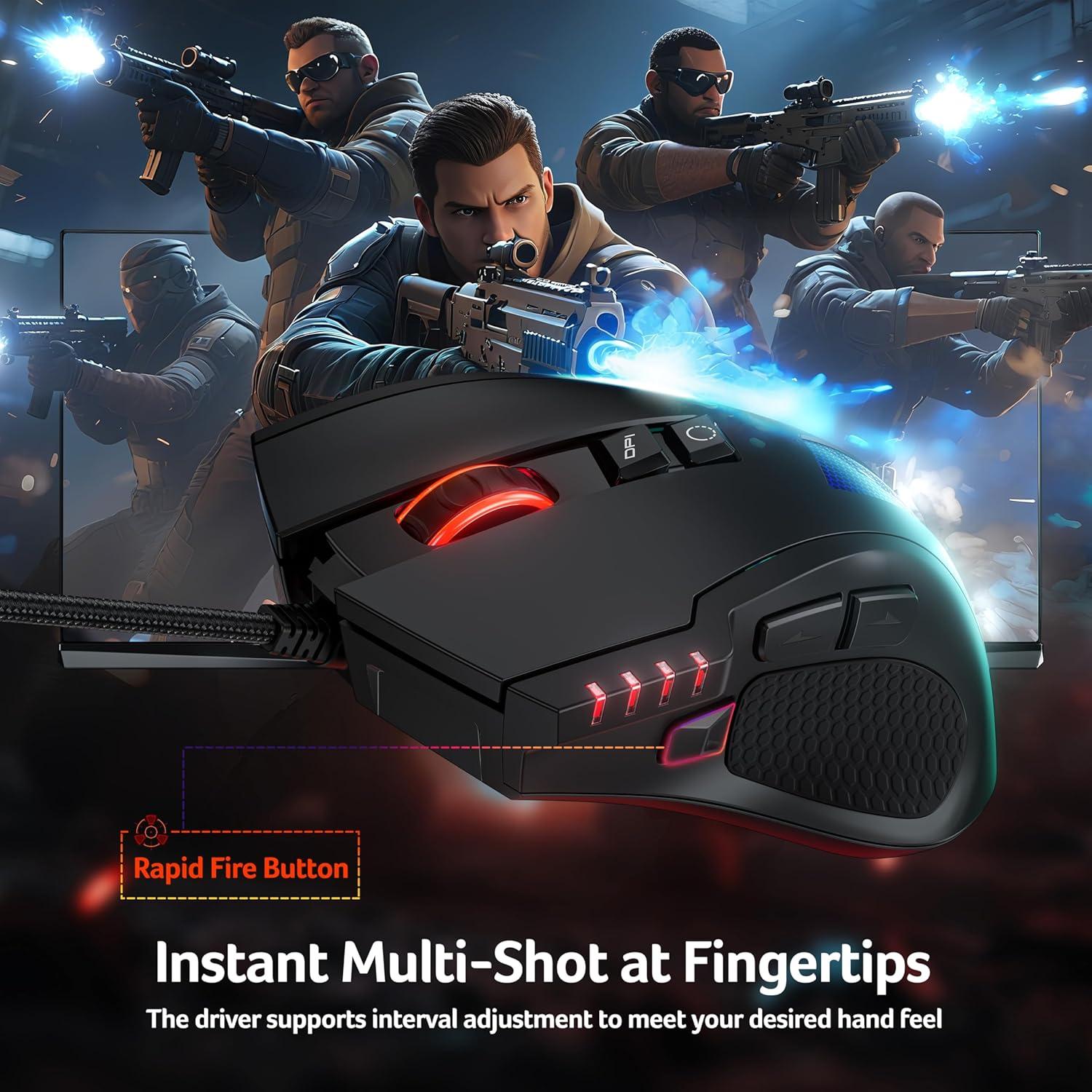 Ratón Gaming con Cable Acer OMW317 12800 DPI RGB Ergonómico