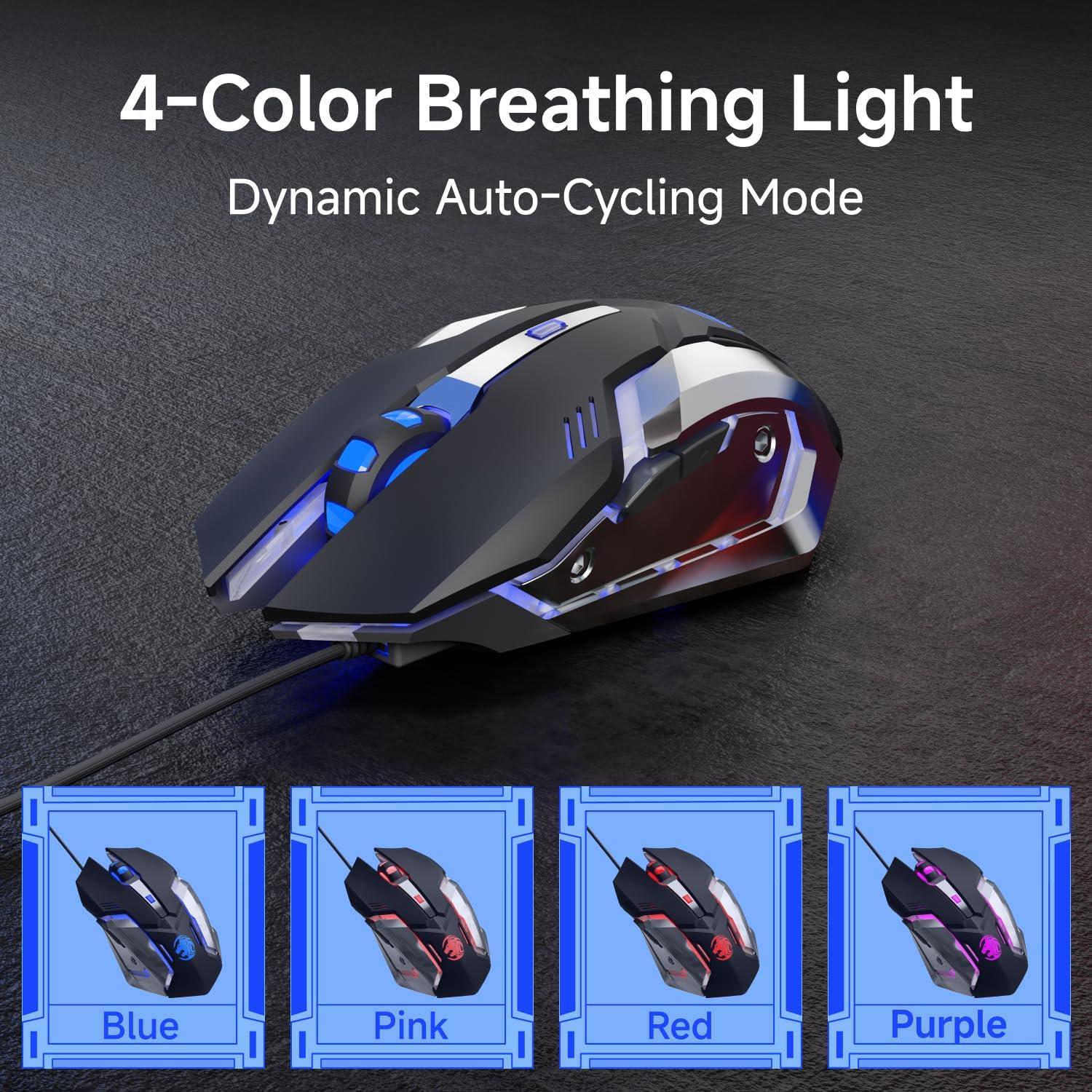 Ratón Gaming EWEADN G3 Con Cable 2400 DPI 6 Botones RGB Negro