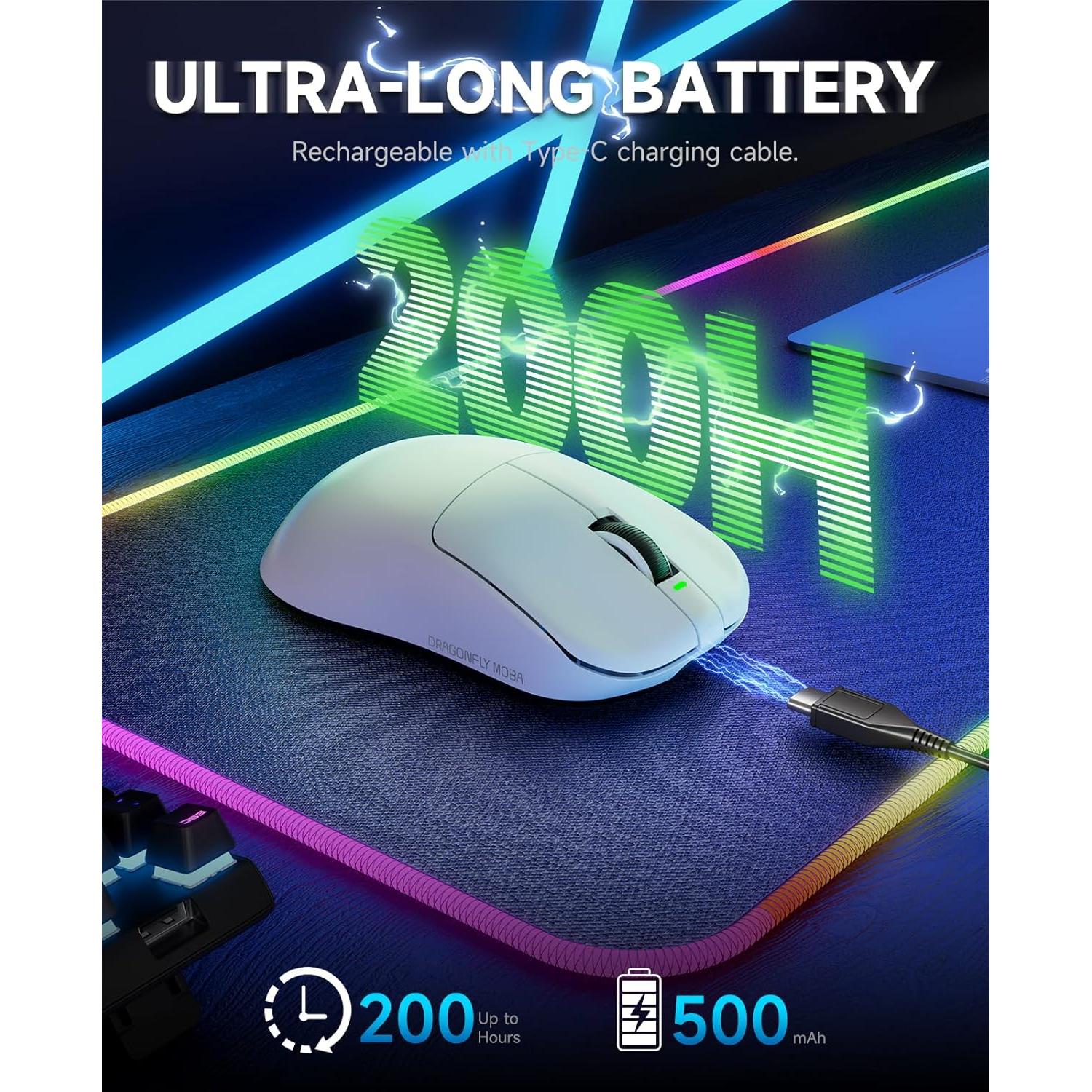 Ratón Gaming Inalámbrico VGN F1 MOBA 26000 DPI 55g Blanco