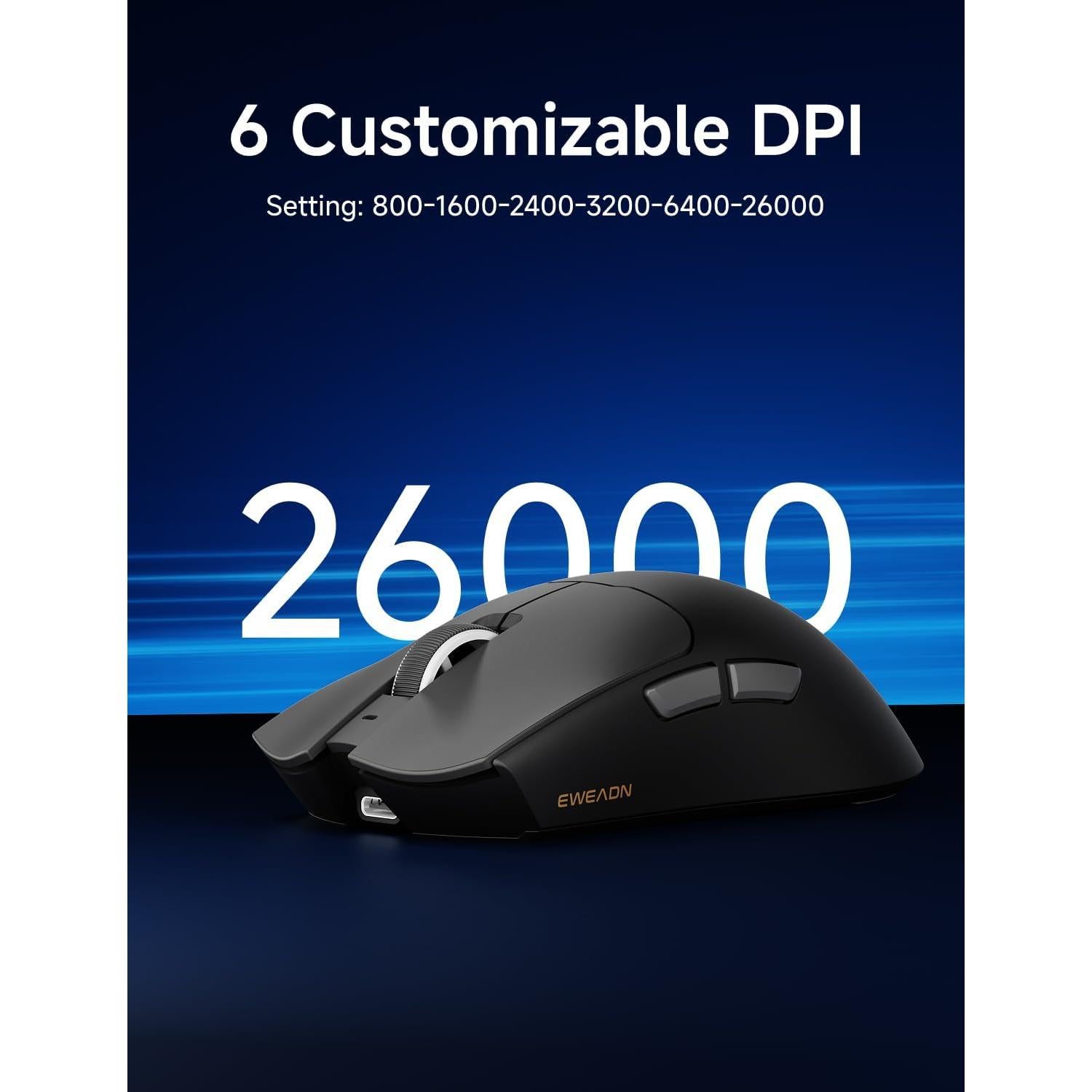 Ratón Gaming Inalámbrico EWEADN S9 Pro, 59g, 26000 DPI, 8K Polling