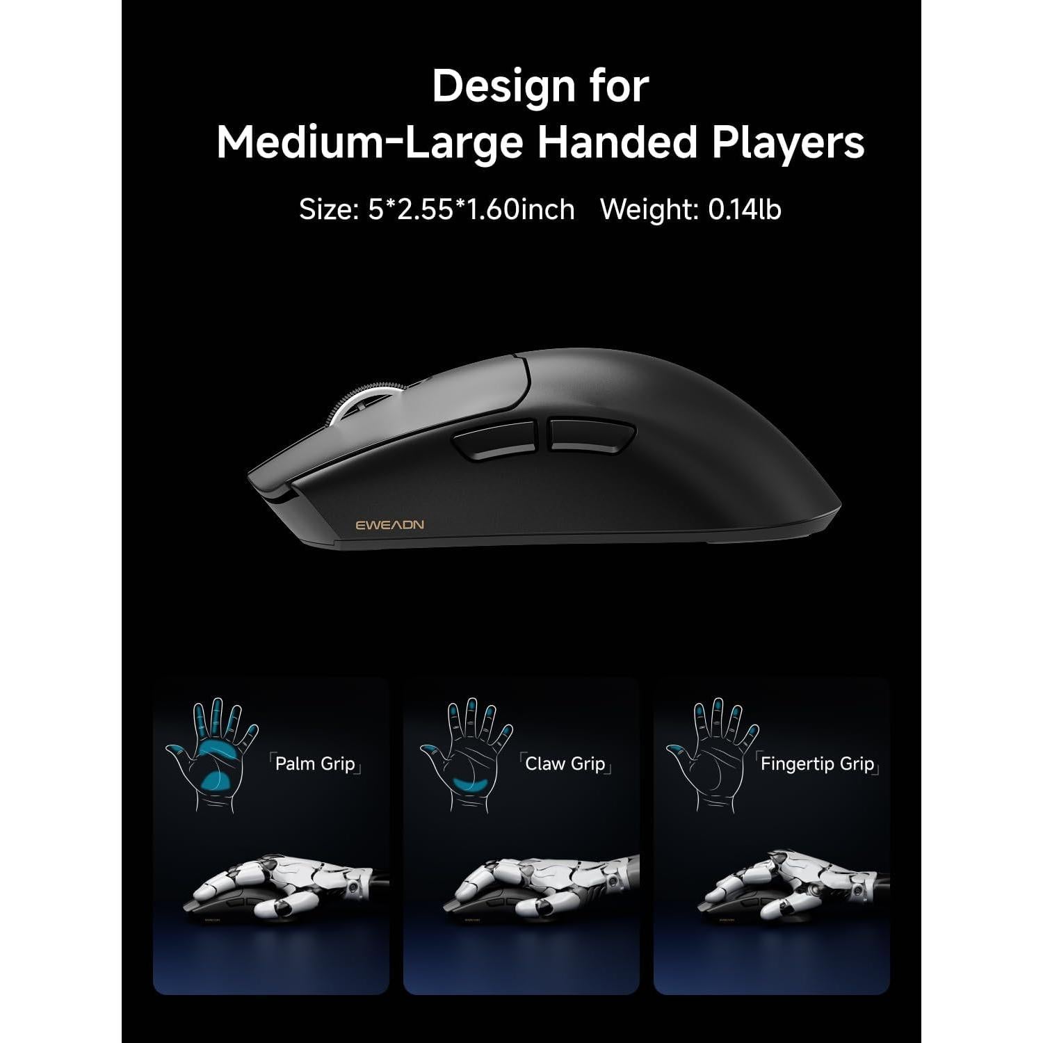 Ratón Gaming Inalámbrico EWEADN S9 Pro, 59g, 26000 DPI, 8K Polling