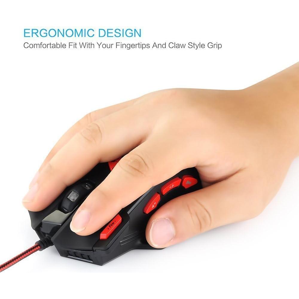 Ratón Gaming Zelotes T90 9200 DPI USB 8 Botones LED Negro