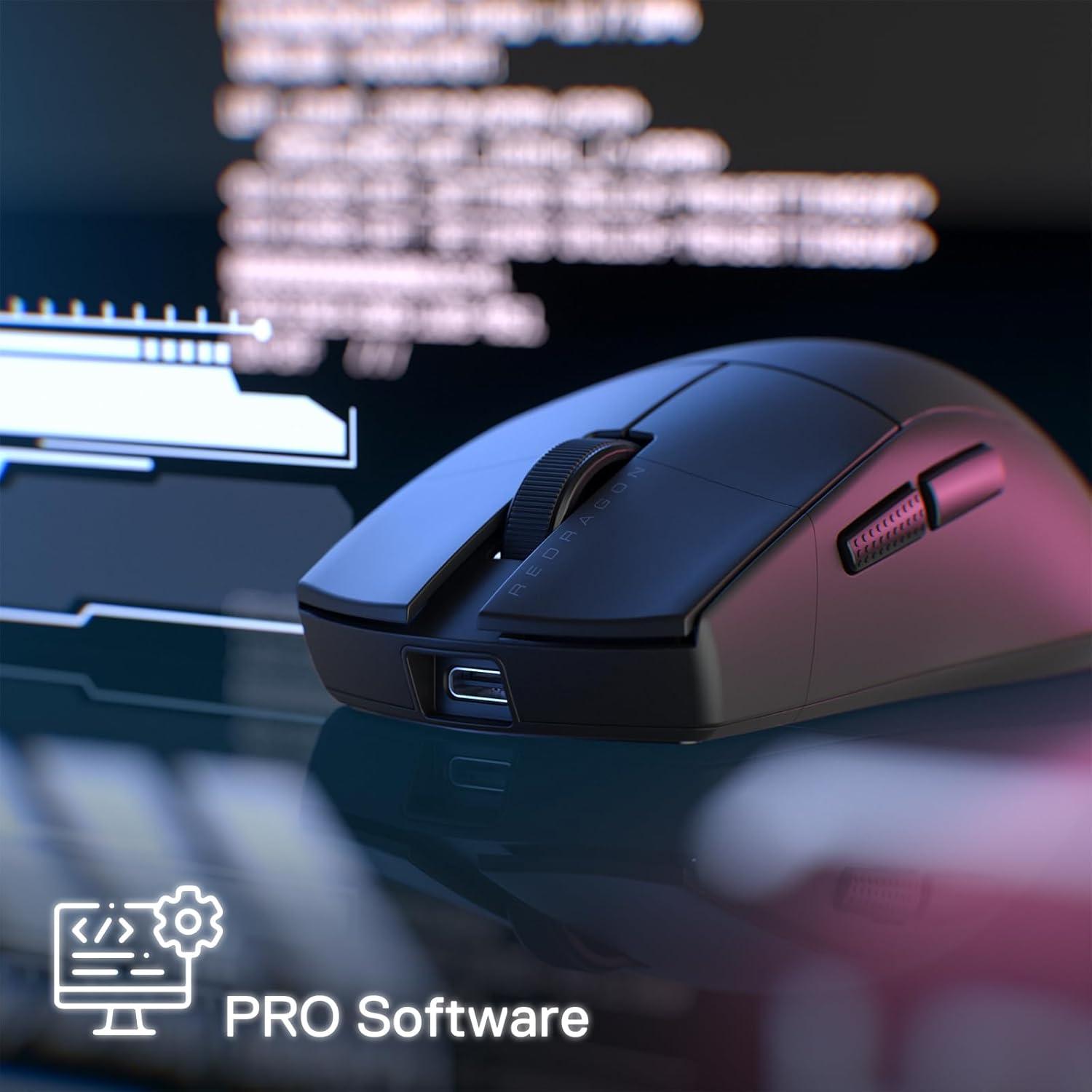 Redragon M922 PRO Ratón Gaming Inalámbrico 51g 26000 DPI Rosa