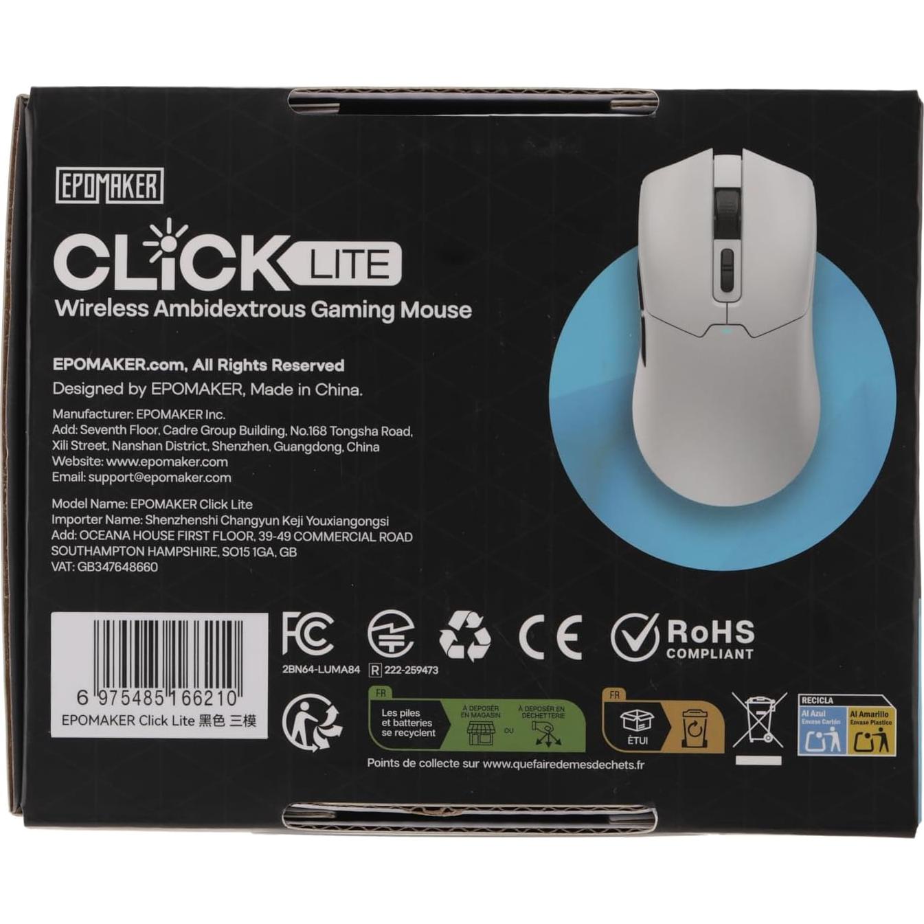 Ratón Gaming Inalámbrico EPOMAKER Click Lite 800-12000 DPI Negro