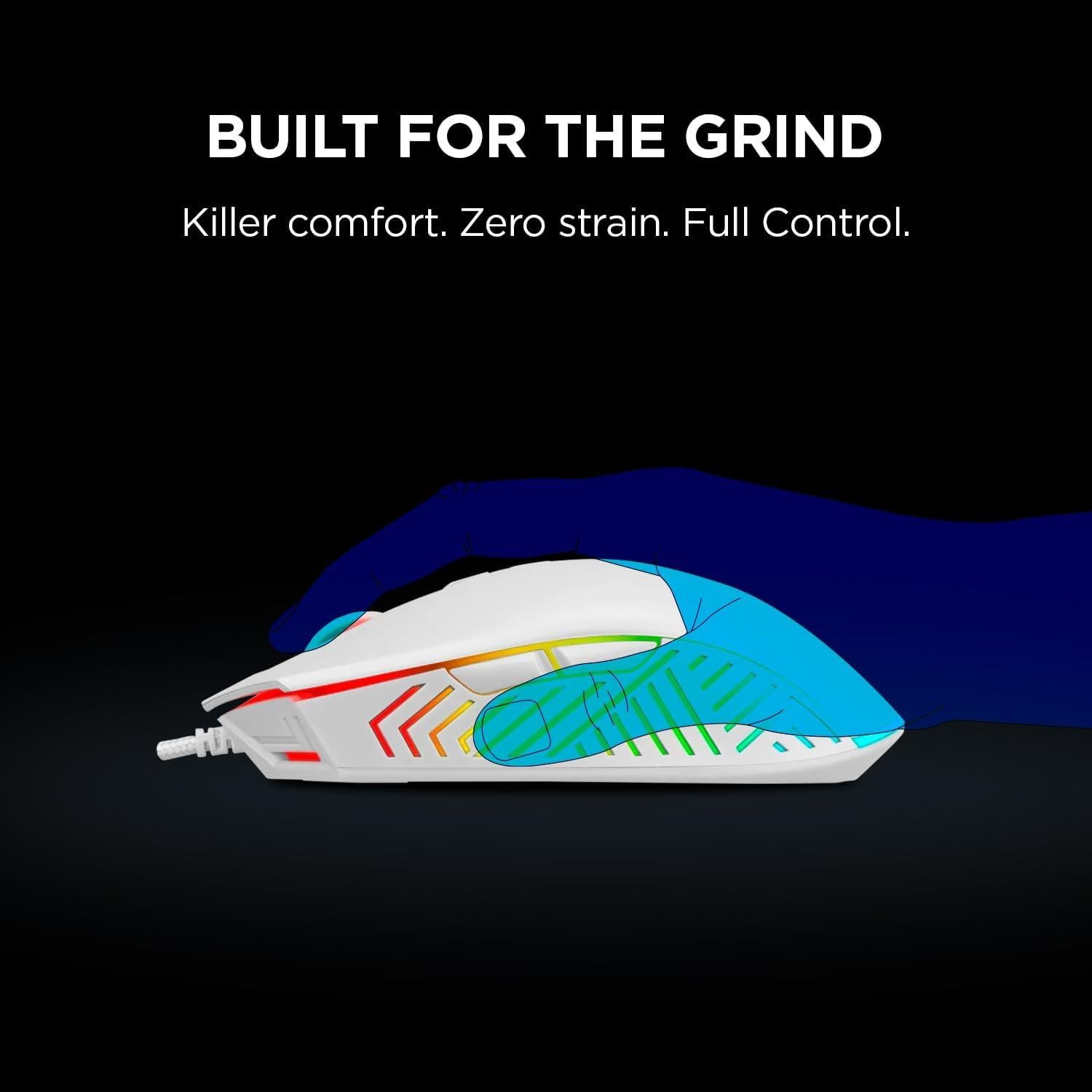 Ratón Gaming Rampage Spear V2 Blanco Con Cable RGB 12800 DPI