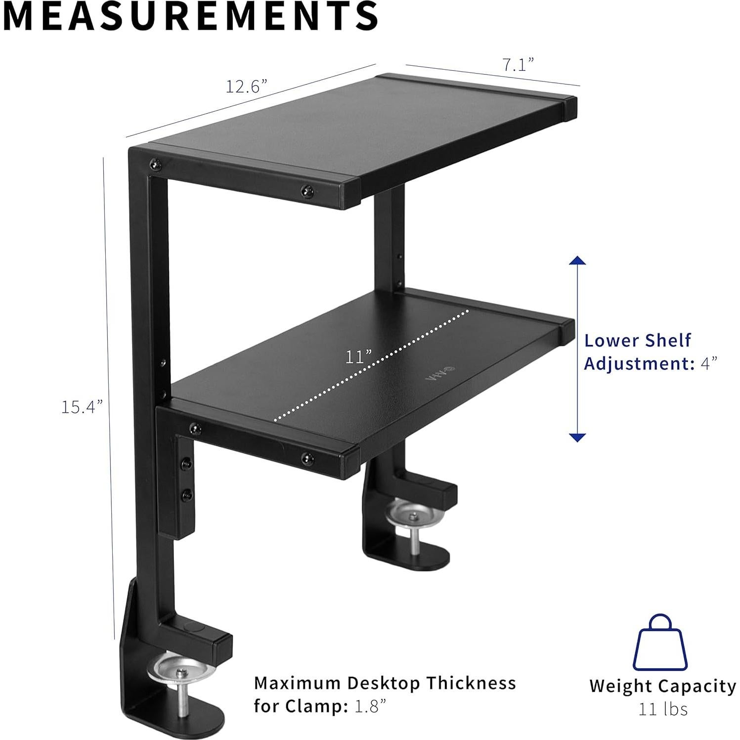 Soporte de Estantería VIVO STAND-SHELF2C 2 Niveles Negro