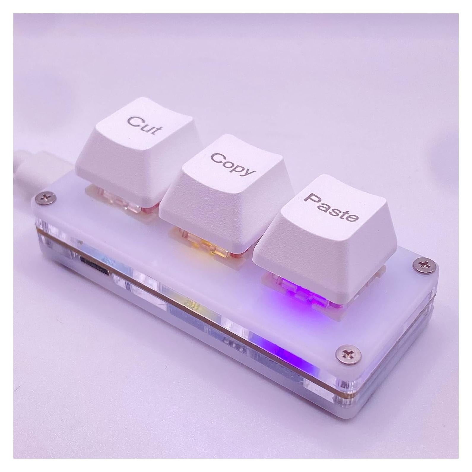 Teclado Mini Mecánico BTXETUEL Blanco 3 Teclas Cortar Copiar Pegar