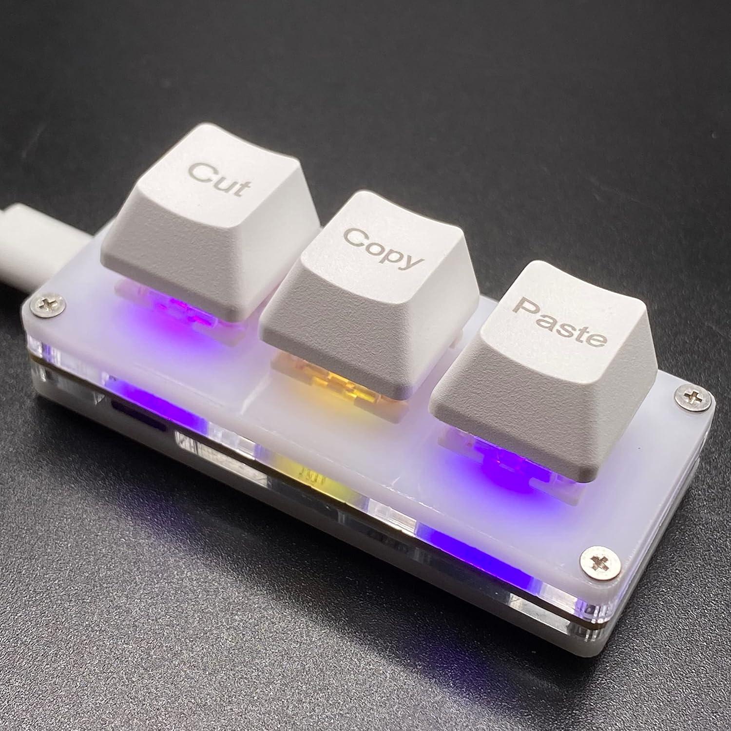 Teclado Mini Mecánico BTXETUEL Blanco 3 Teclas Cortar Copiar Pegar