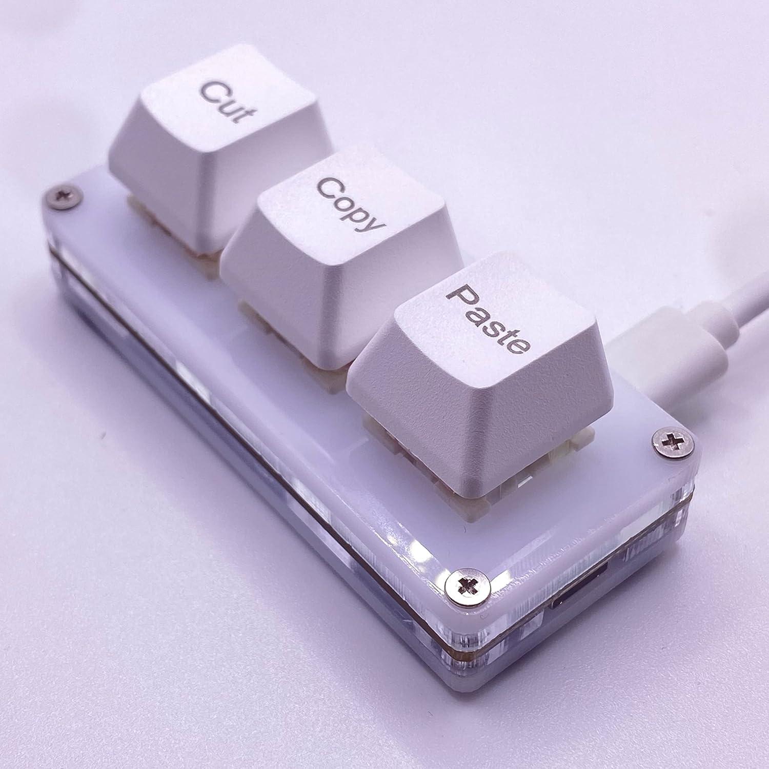 Teclado Mini Mecánico BTXETUEL Blanco 3 Teclas Cortar Copiar Pegar