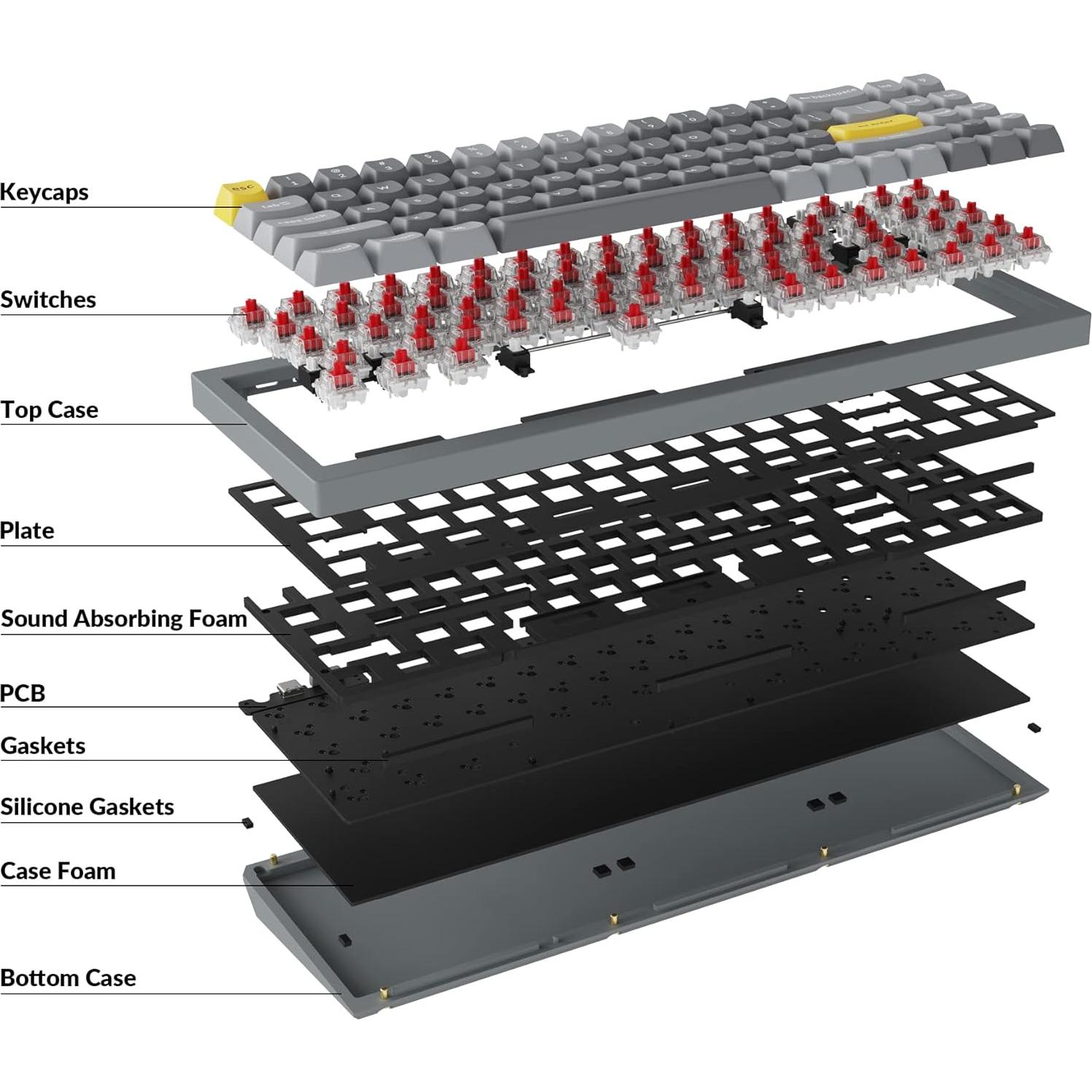 Teclado Mecánico Keychron Q7 70% Hot-Swappable RGB Gris