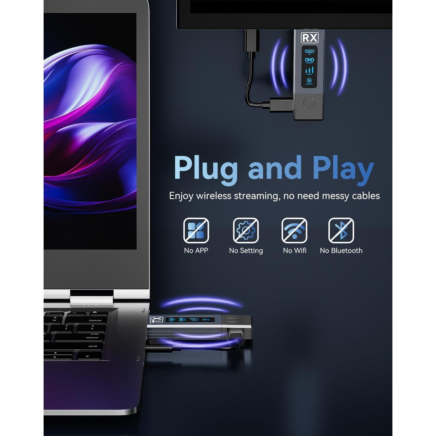 Transmisor y Receptor HDMI Inalámbrico Foscomax 120m 4K 1080P