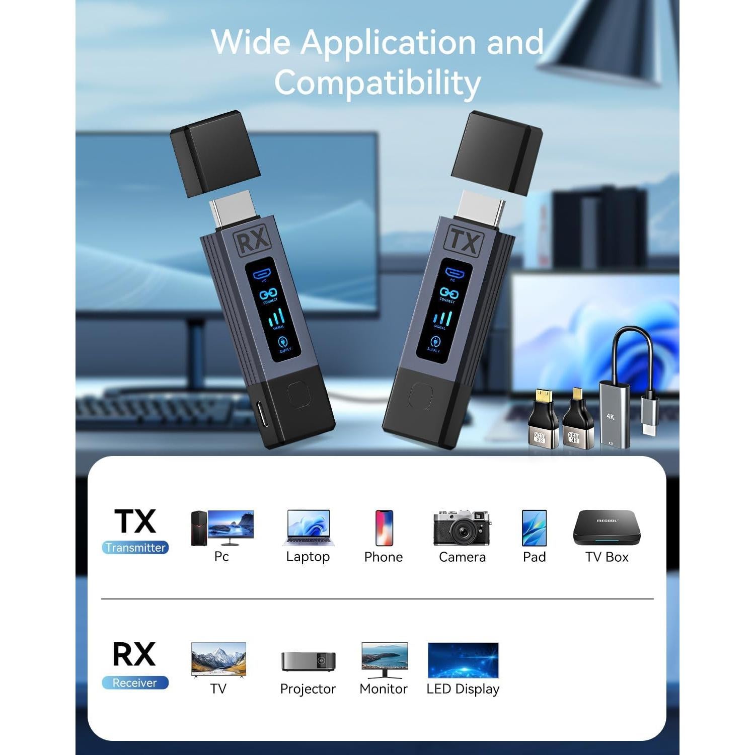 Transmisor y Receptor HDMI Inalámbrico Foscomax 120m 4K 1080P