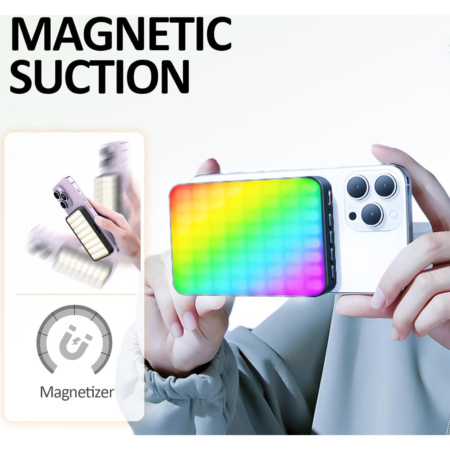 Luz de Selfie Magnética RGB PORTEFELL, 9 Modos, 136 LED