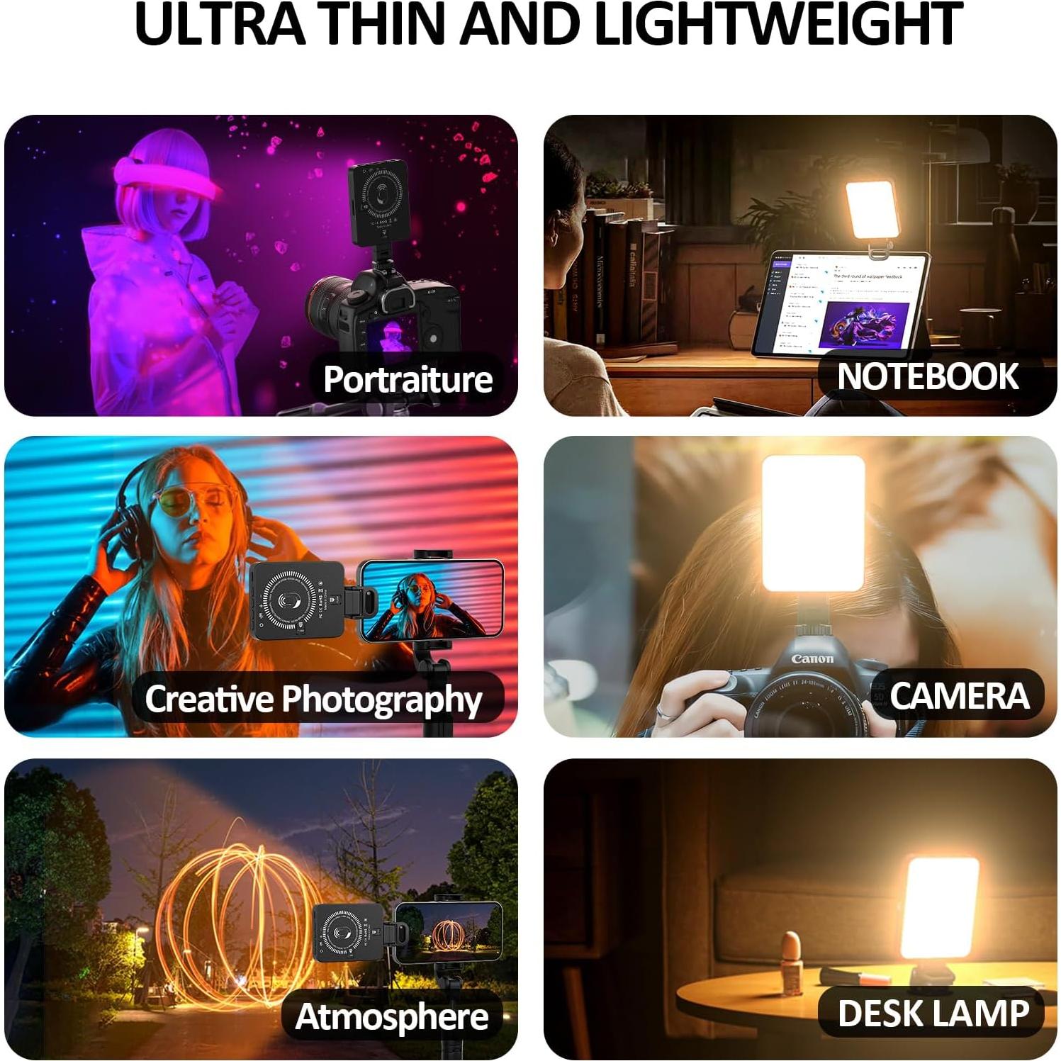 Luz de Selfie Magnética RGB PORTEFELL, 9 Modos, 136 LED