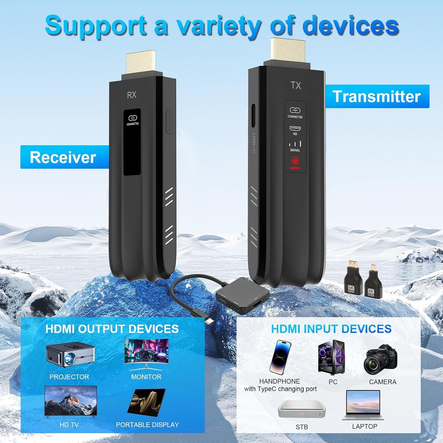 Transmisor y receptor HDMI inalámbrico Hillmod 4K 50m