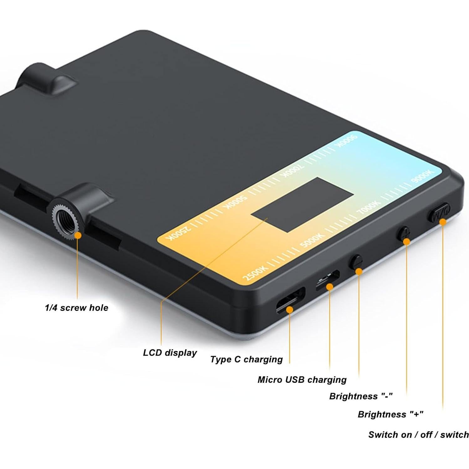 Luz de Video LED Gavigain Dimmable 2500K-9000K Recargable