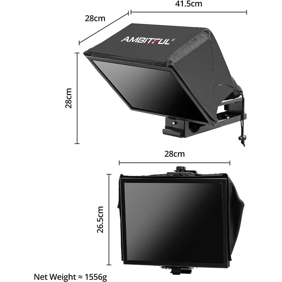 Teleprompter Ambitful T14 PRO 14" Plegable para Cámara y Tablet