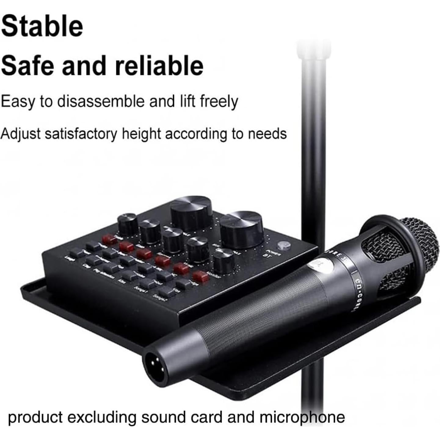 Bandeja Soporte de Micrófono Ajustable Negro 24x17cm