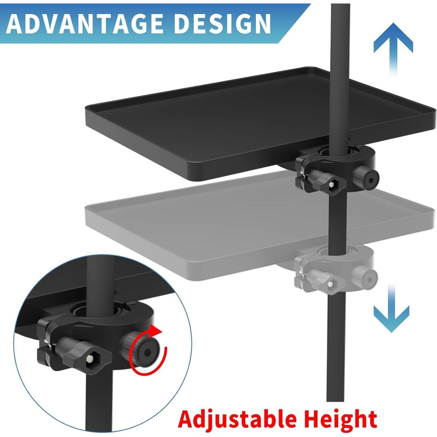 Bandeja Soporte de Micrófono Ajustable Negro 24x17cm