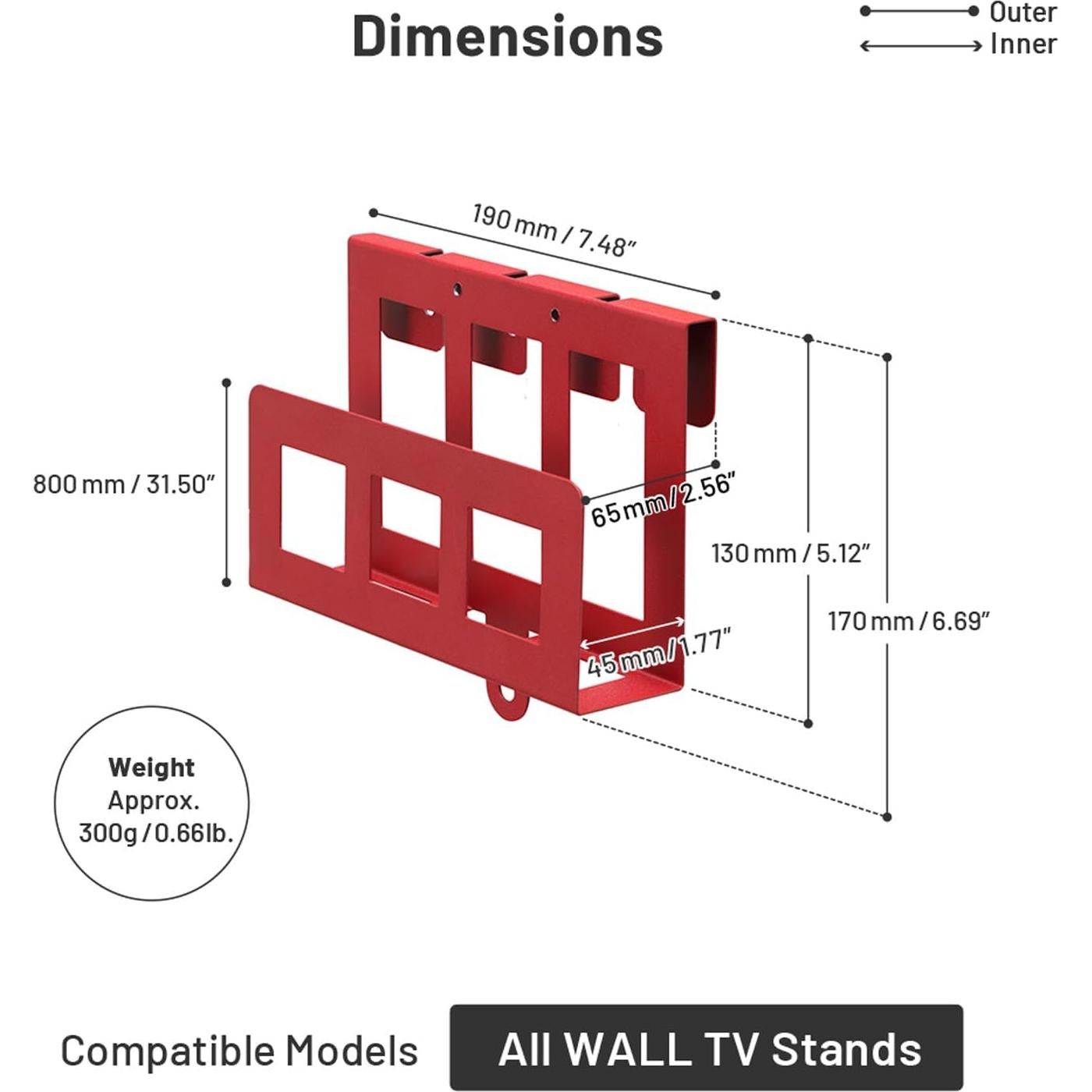 Soporte de Disco Duro HDD NAKAMURA para TV WALL - 19x6.5x17 cm