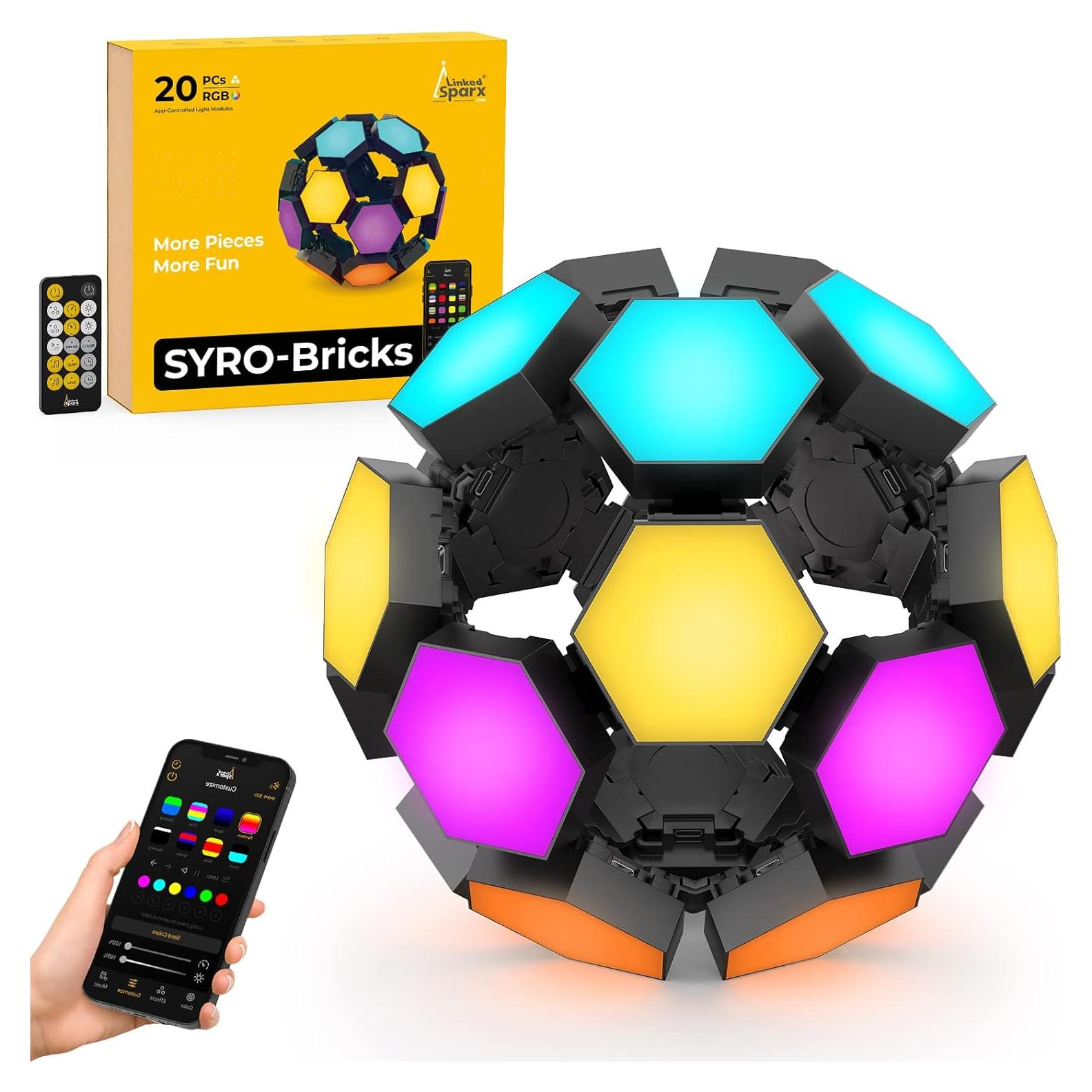 Luces LED Hexagonales RGB LinkedSparx 20 Paquete con Control APP