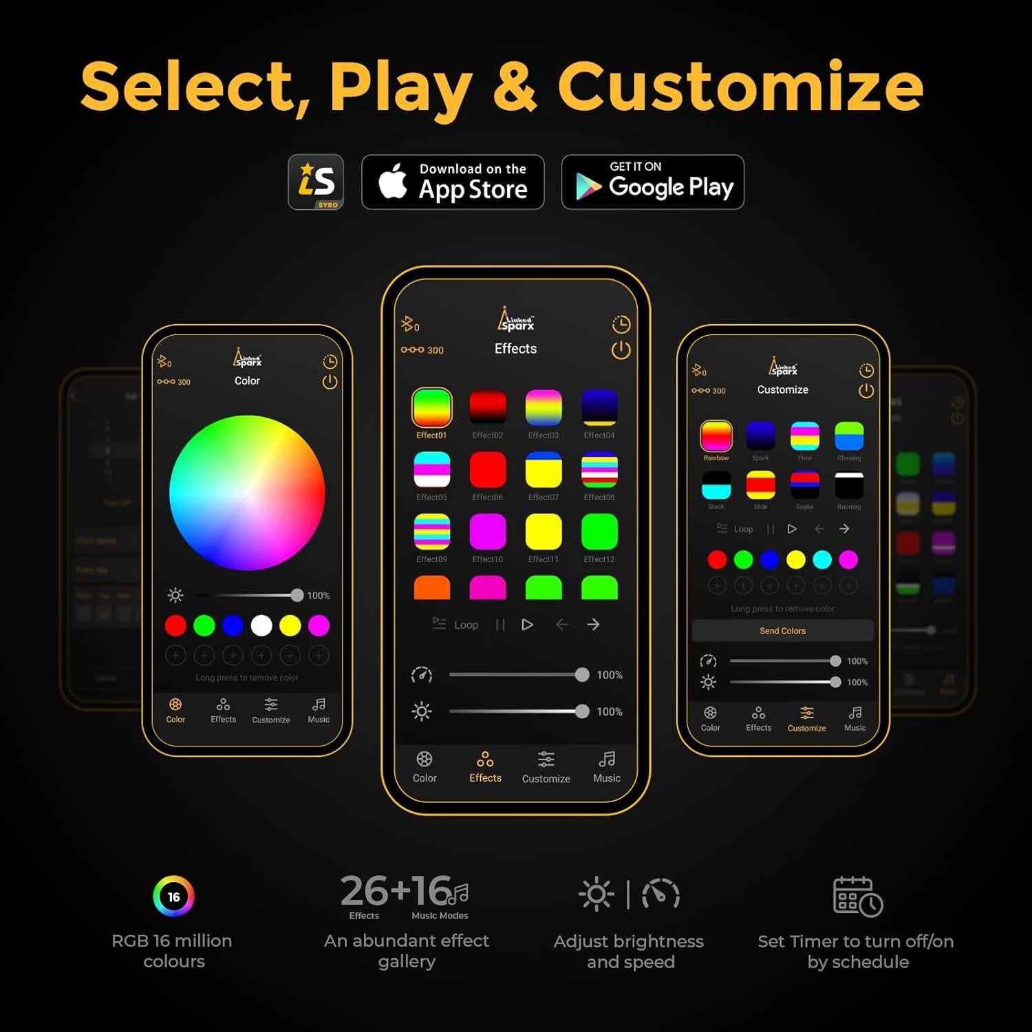 Luces LED Hexagonales RGB LinkedSparx 20 Paquete con Control APP