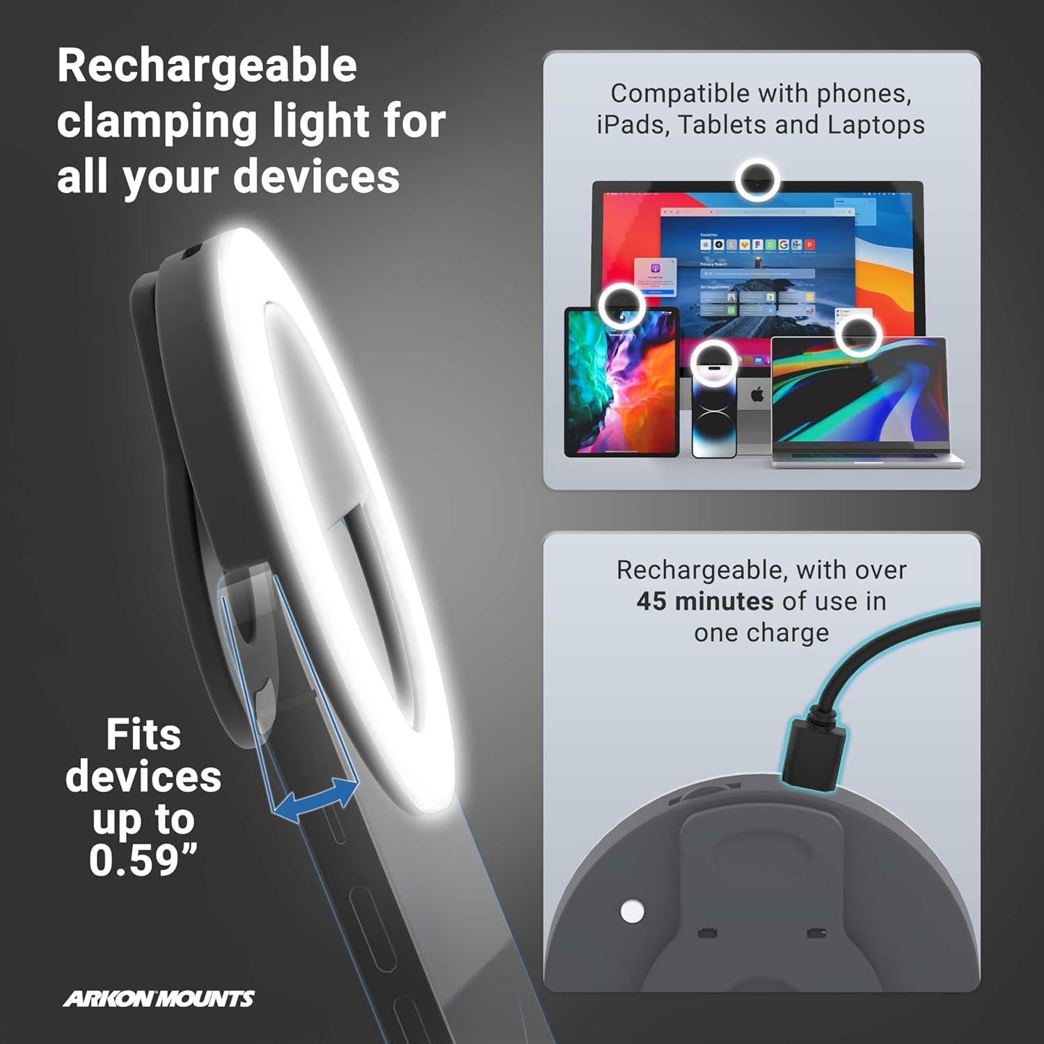 Luz de Anillo LED Recargable ARKON SPLEDRING para Teléfono