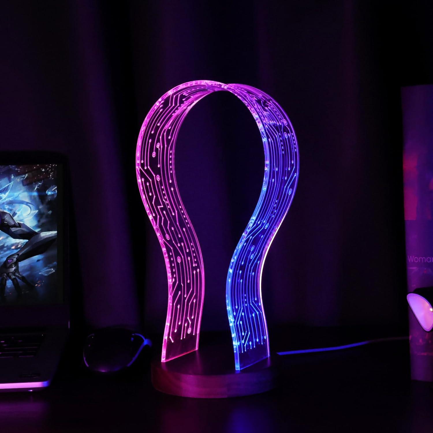 Soporte para Auriculares Iluminado CoolGift Mart Nogal LED