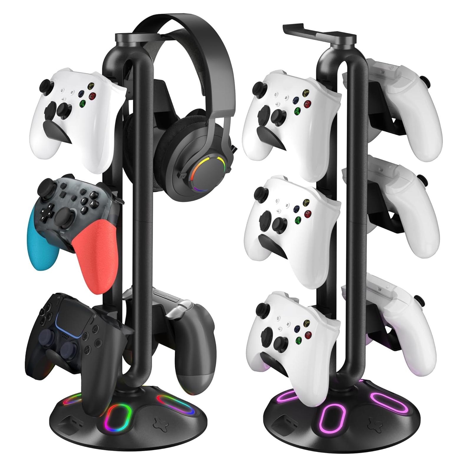 Soporte para Auriculares RGB Canmarin con 9 Modos de Luz y 2 Puertos USB