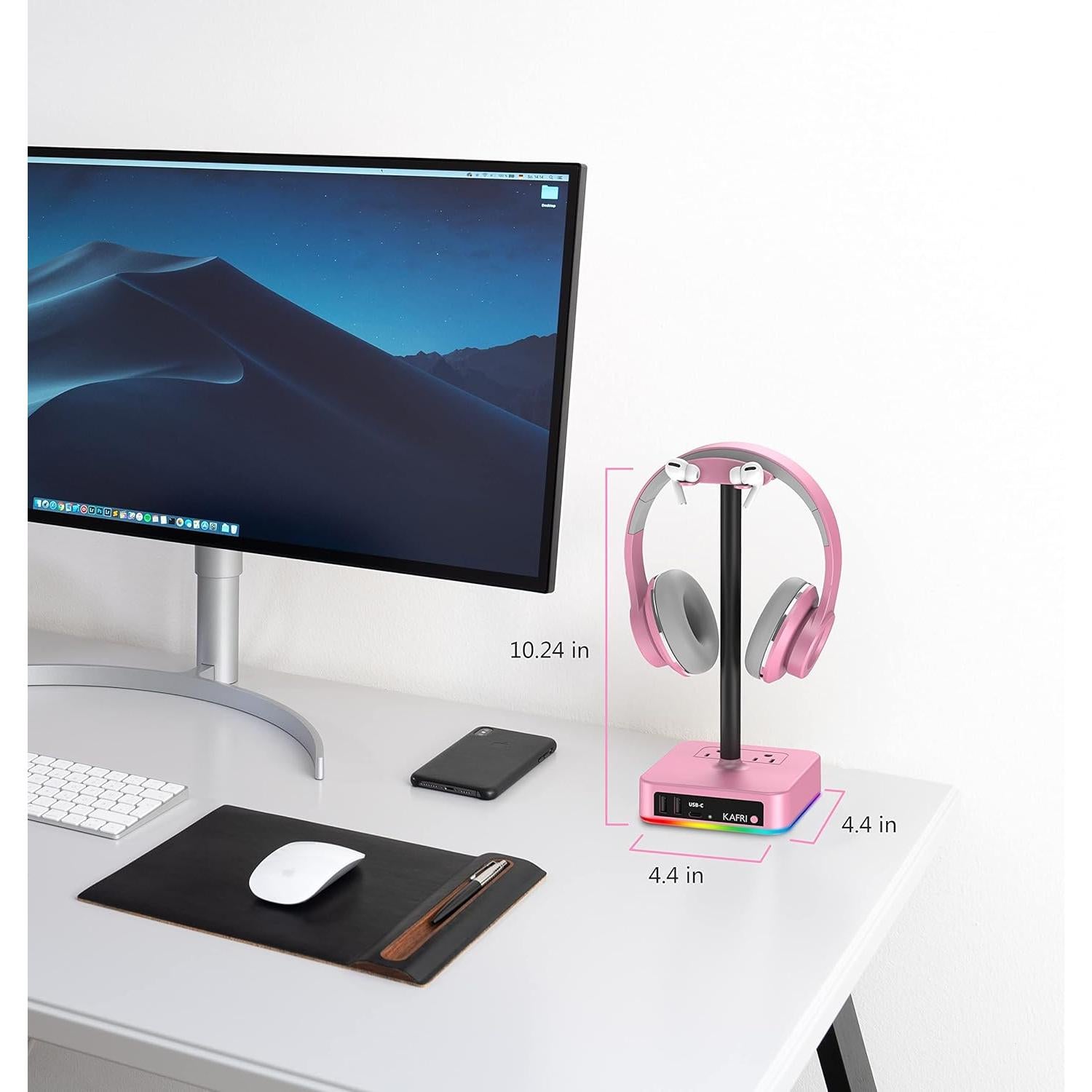 Soporte para Auriculares RGB KAFRI con Cargador USB 3 Puertos