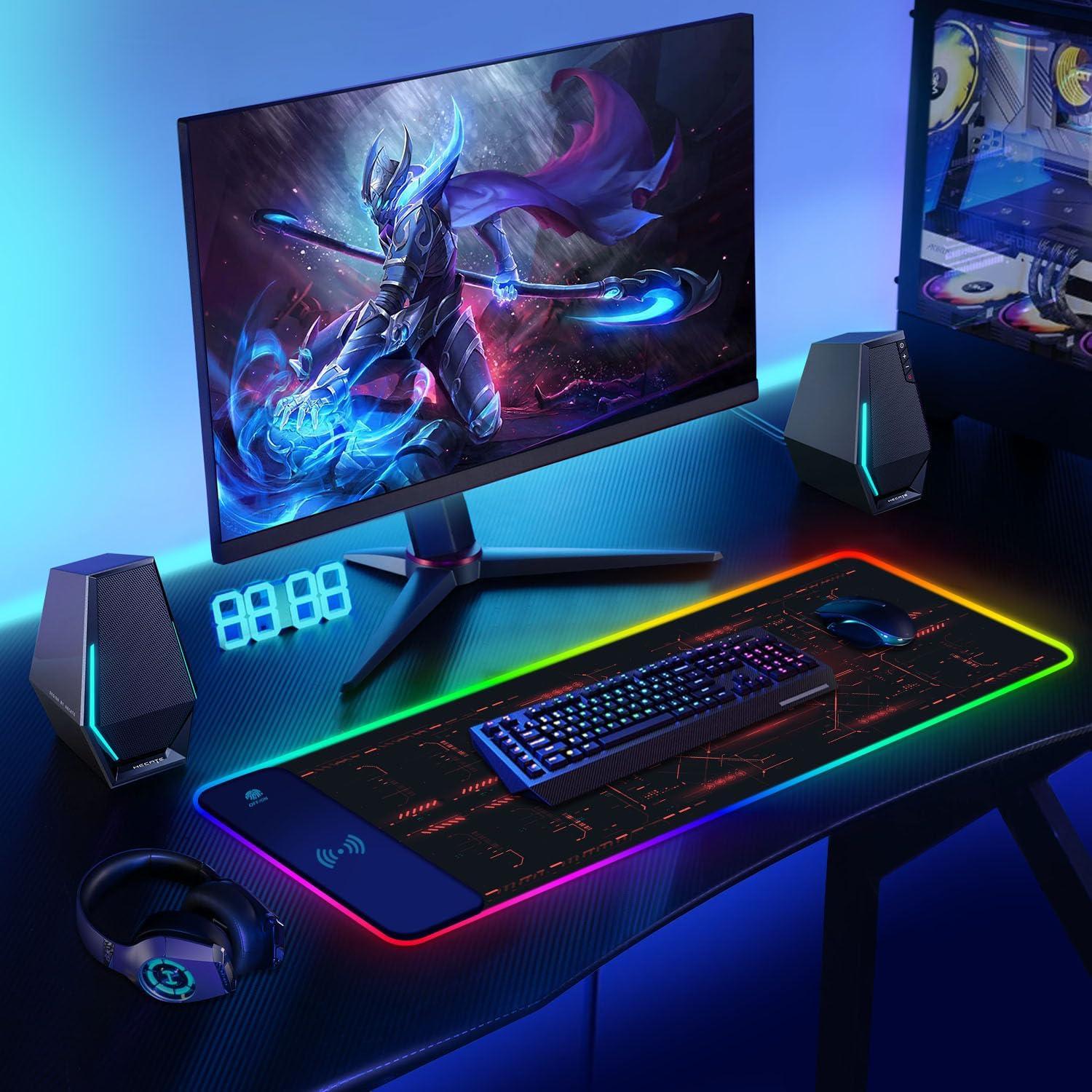 Alfombrilla de Ratón Gaming RGB ToLuLu 800x300mm Carga Inalámbrica