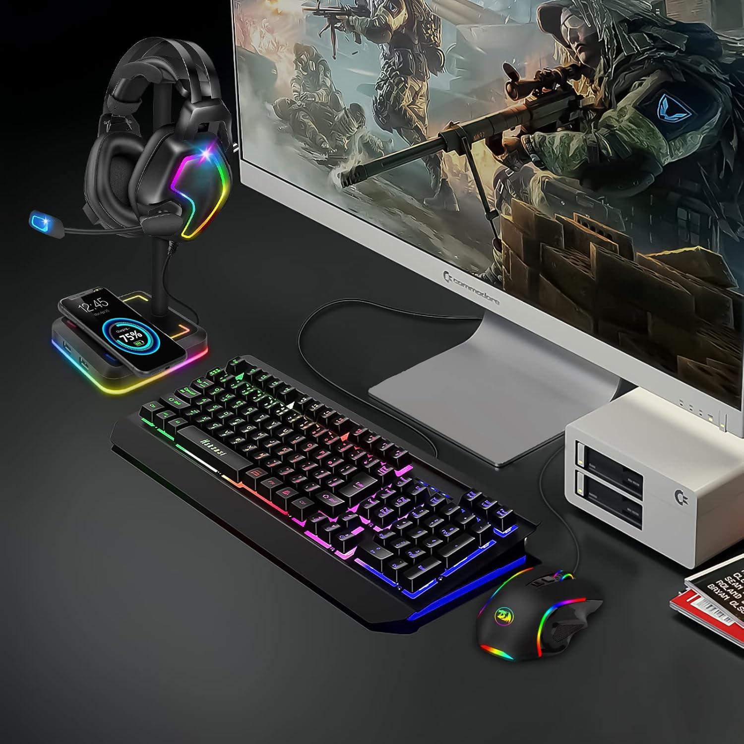 Soporte para Auriculares Gaming TEEDOR con Cargador Inalámbrico 10W