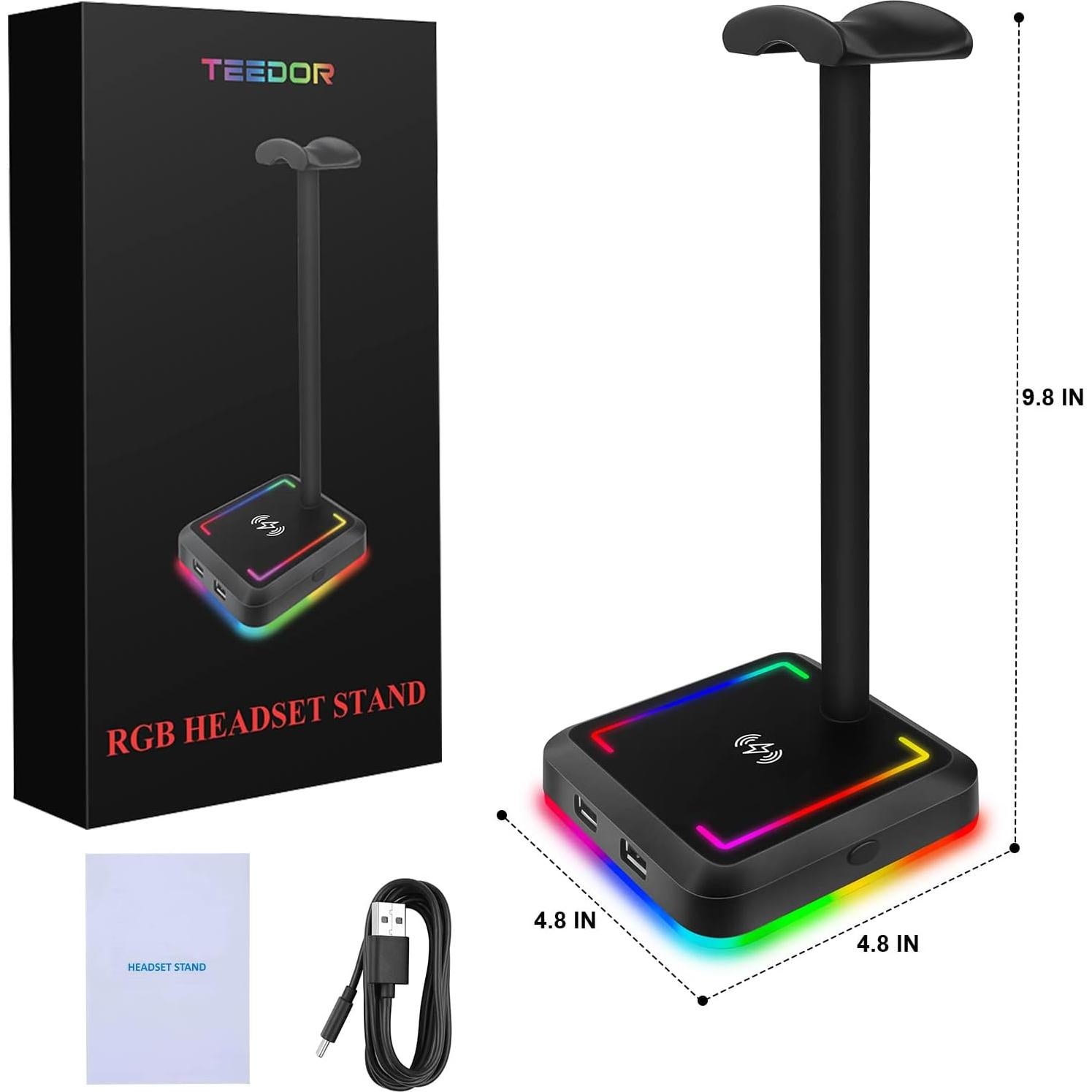 Soporte para Auriculares Gaming TEEDOR con Cargador Inalámbrico 10W