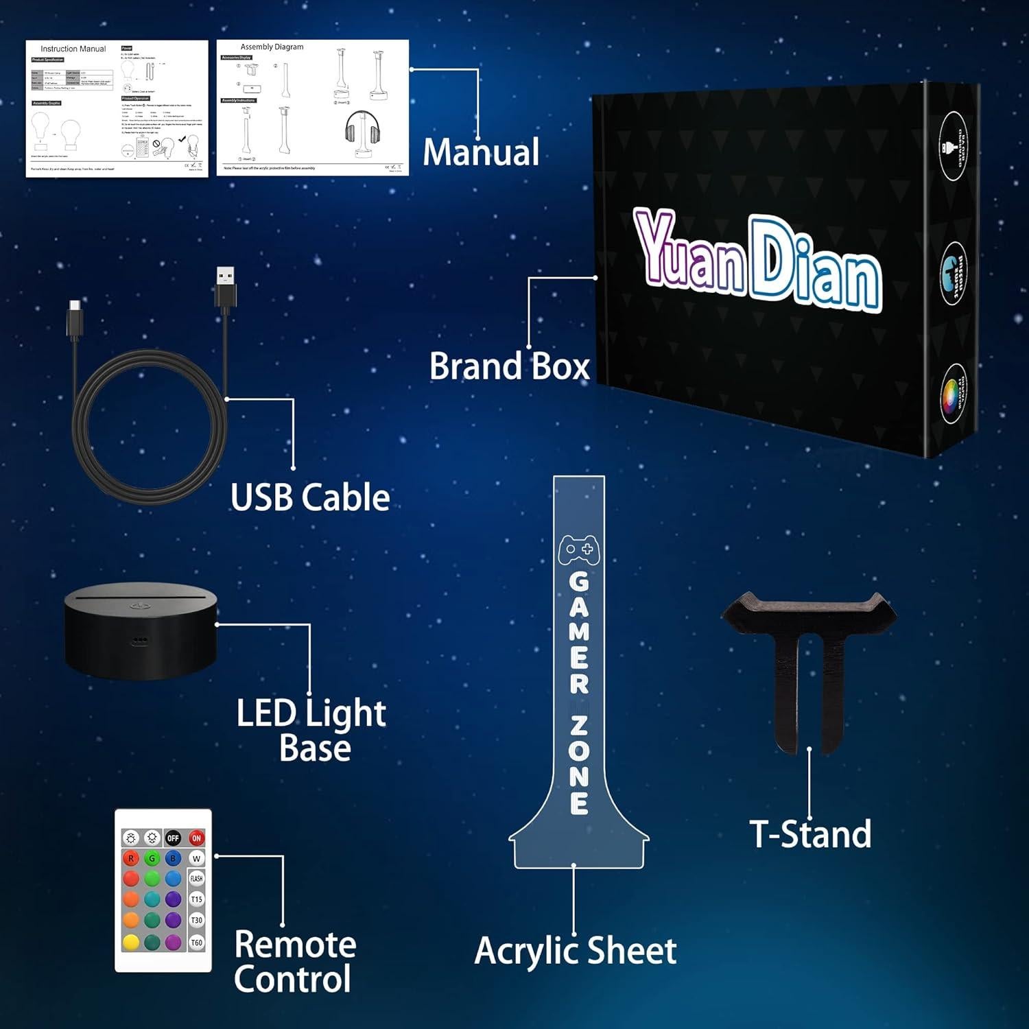 Soporte para Auriculares YuanDian RGB con 16 Luces de Color