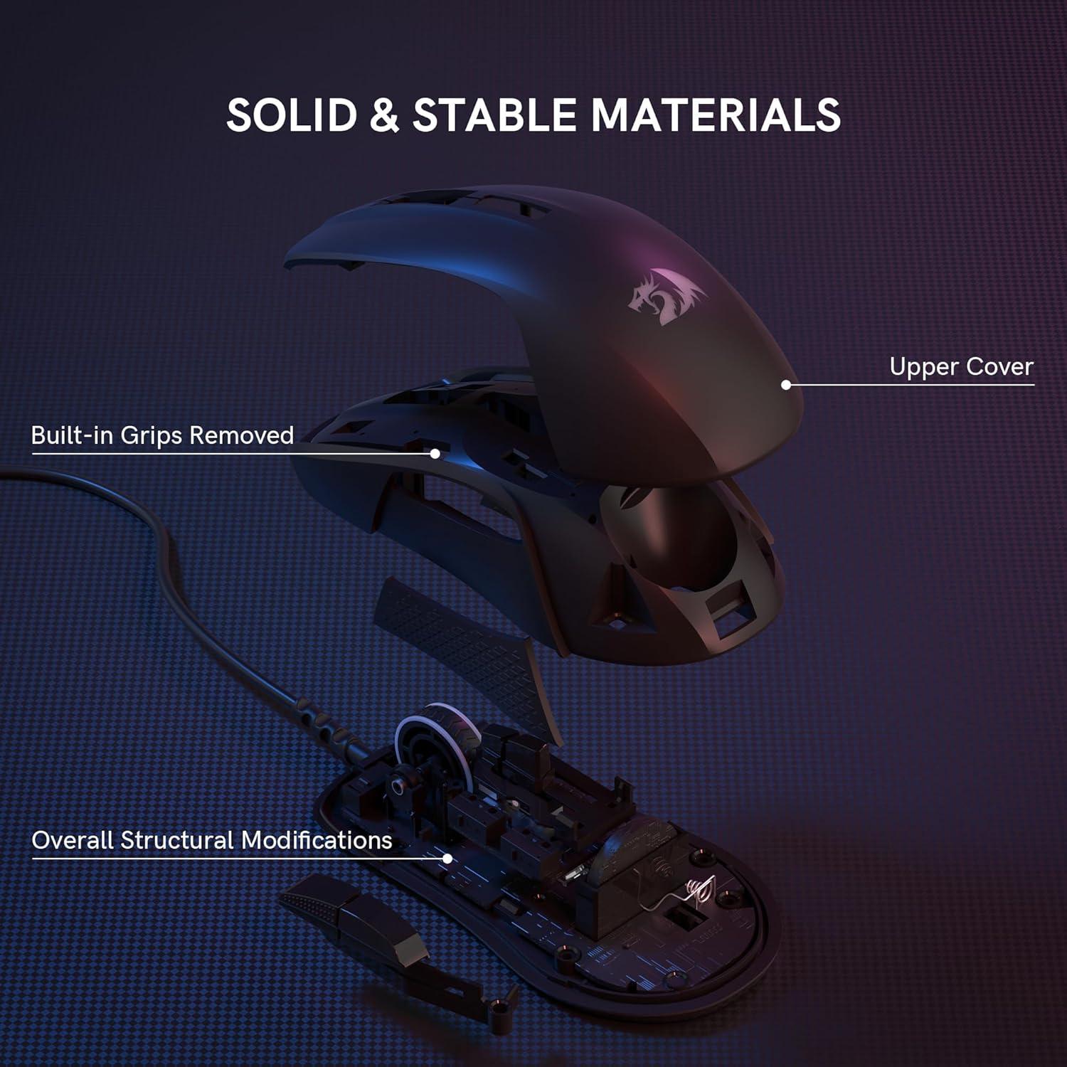 Ratón Gaming Redragon M718-AIR con Cable, 12800 DPI, RGB