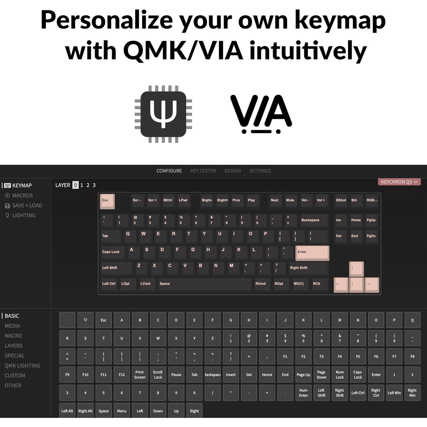 Teclado Mecánico Personalizable Keychron Q3 RGB Tenkeyless 87 Teclas