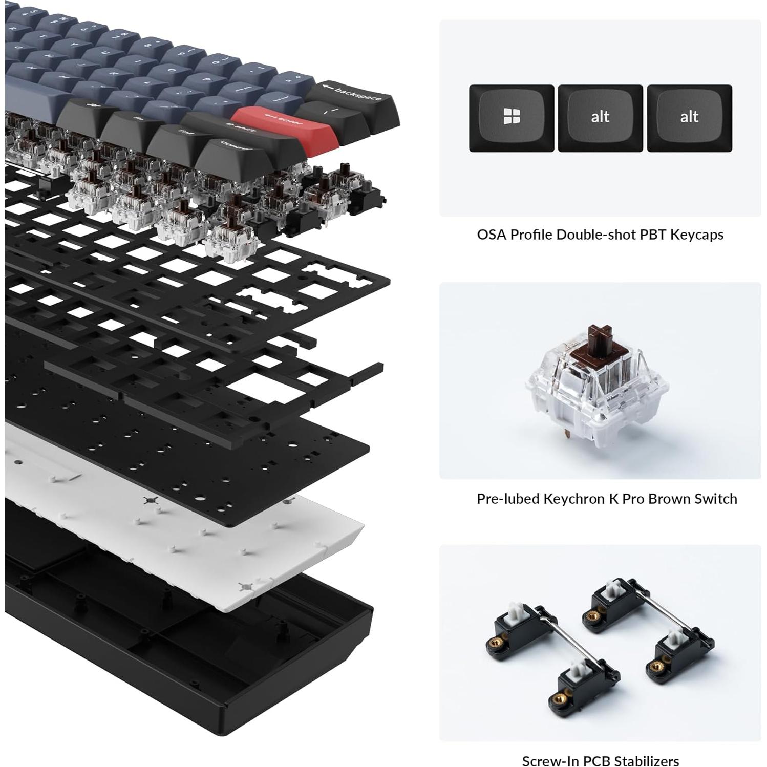 Teclado Mecánico Inalámbrico Keychron K12 Pro RGB 60% K Pro Marrón