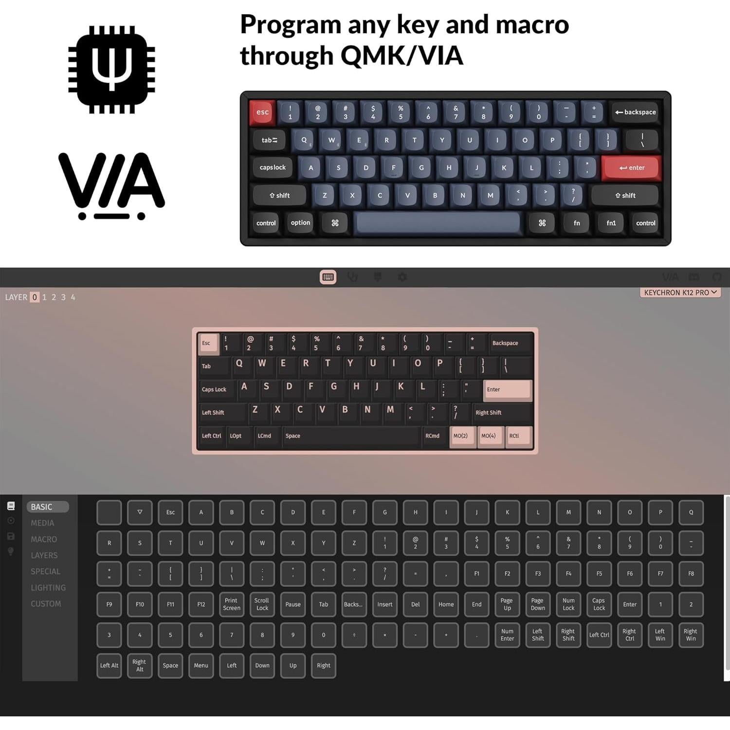 Teclado Mecánico Inalámbrico Keychron K12 Pro RGB 60%