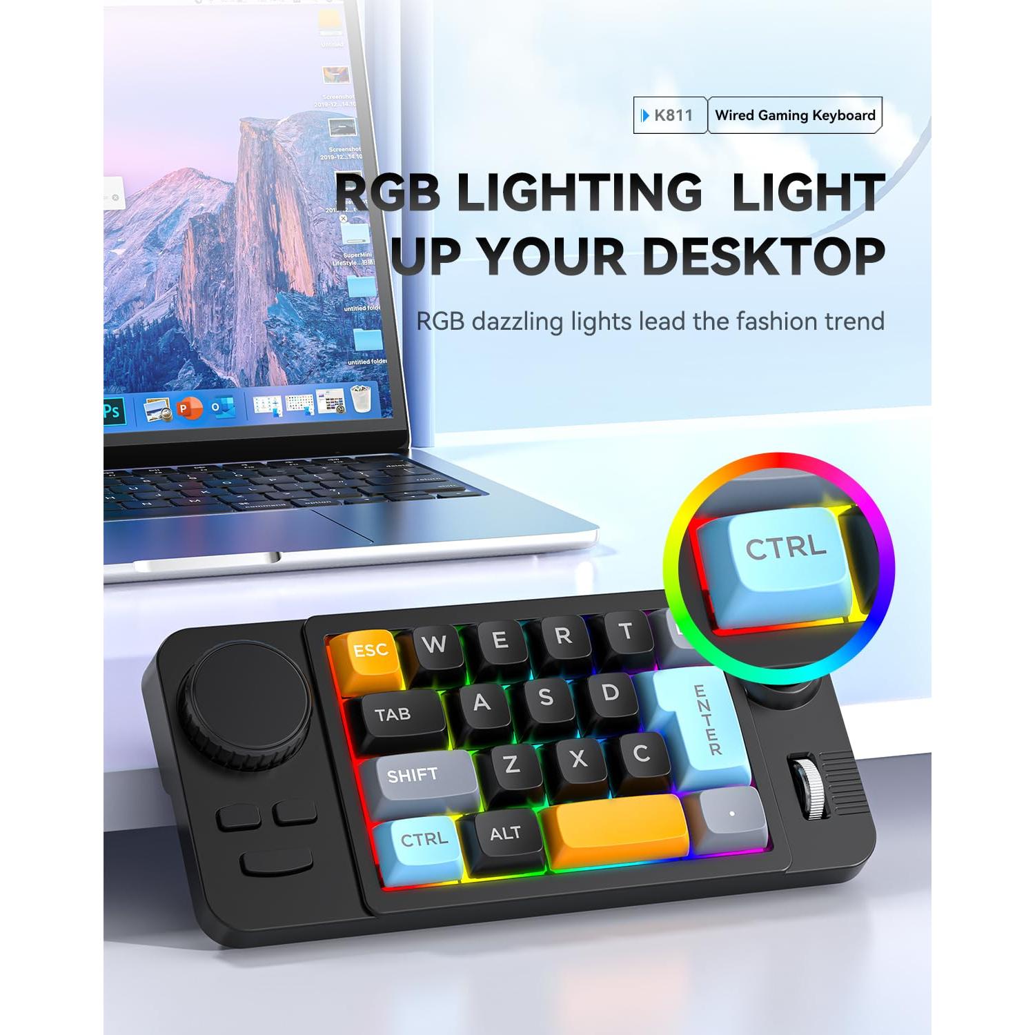 Teclado Mecánico Compacto JOMAA K811 19 Teclas RGB Tipo-C